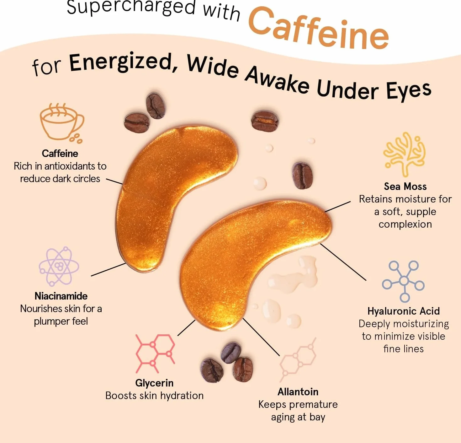 grace & stella Caffeine Under Eye Patches – Awakening Eye Patches for Puffy Eyes and Dark Circles – plastry pod oczami