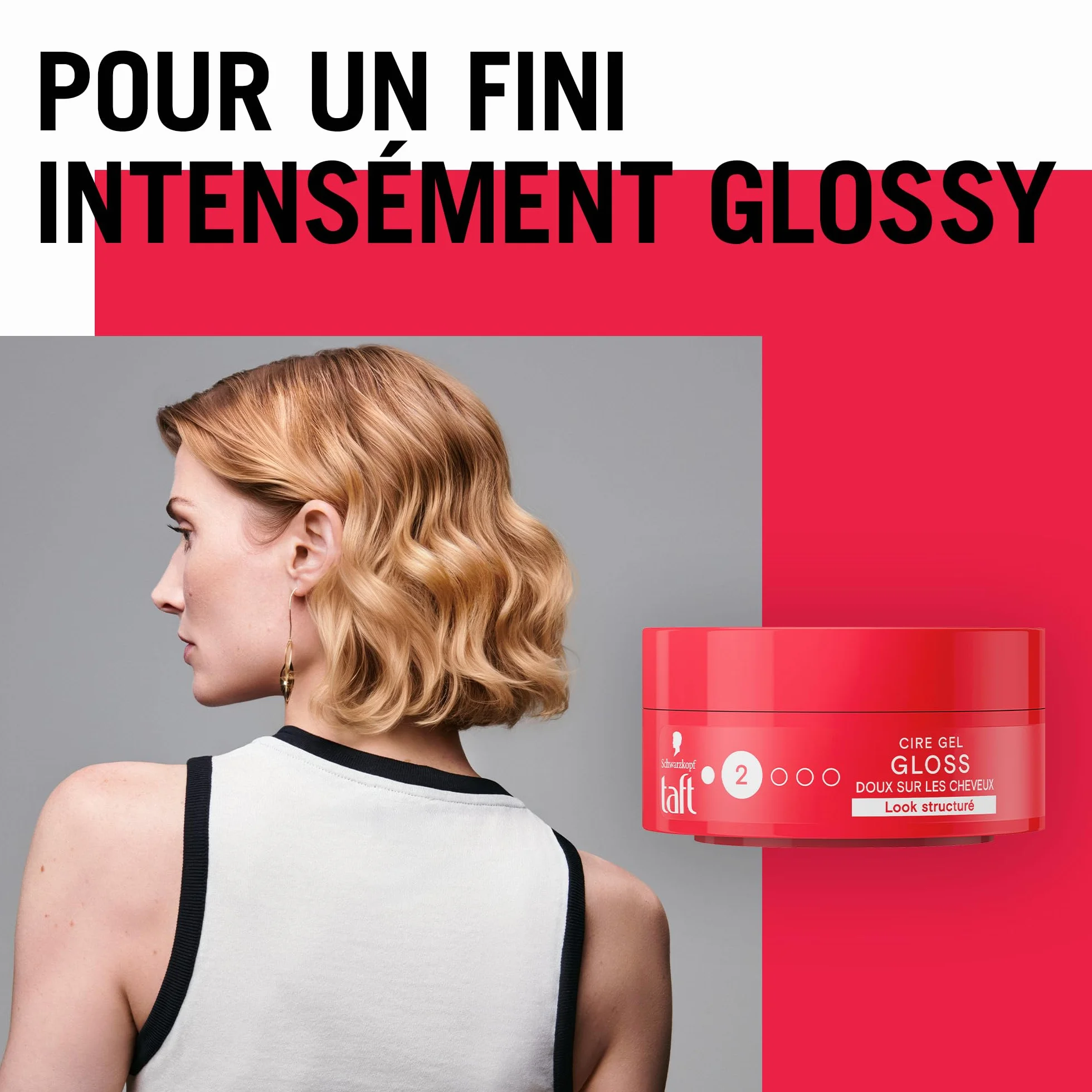 Schwarzkopf - Taft - Wax Gloss - Wosk do włosów męskich - połysk - utrwalanie 2 - utrzymywanie się do 24 godzin - Stylizacja włosów - słoik 75 ml