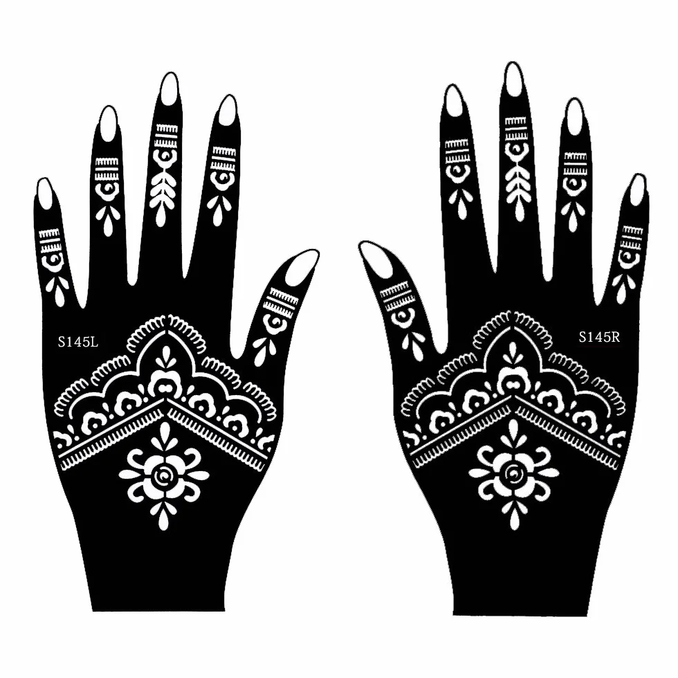 Akcja! Henna szablony do tatuażu 8 sztuk zestaw do jednorazowego użytku do rąk, również do tatuaży brokatowych i tatuaży Air Brush Set Jaiya