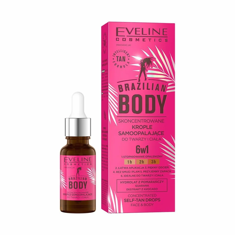 Eveline Cosmetics Brazilian Body skoncentrowane krople samoopalające do twarzy i ciała