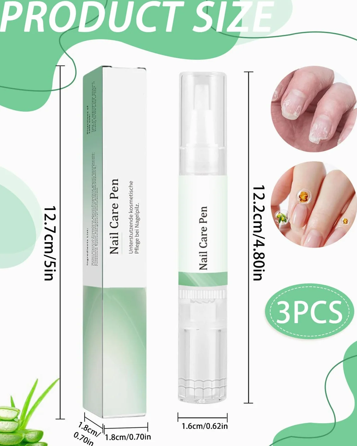 3 sztuki Health Rutyna Pielęgnacja paznokci, kosmetyk w przypadku infekcji grzybiczej paznokci szybko i skutecznie do pielęgnacji paznokci dłoni i stóp, z olejkiem z drzewa herbacianego