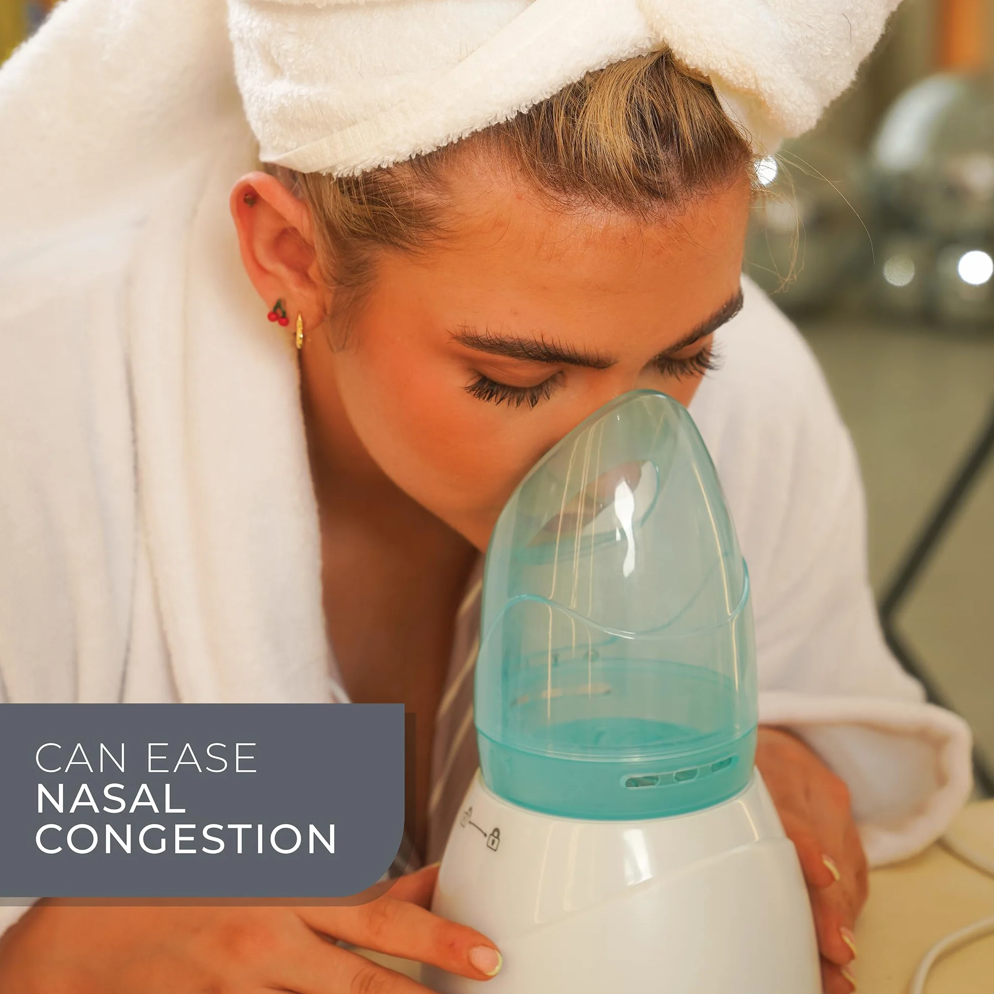 Bauer Professional Zestaw parownika do twarzy i inhalatora do nosa, usuwa zaskórniki i otwiera pory i zatoki, szybkie nagrzewanie, taca do aromaterapii