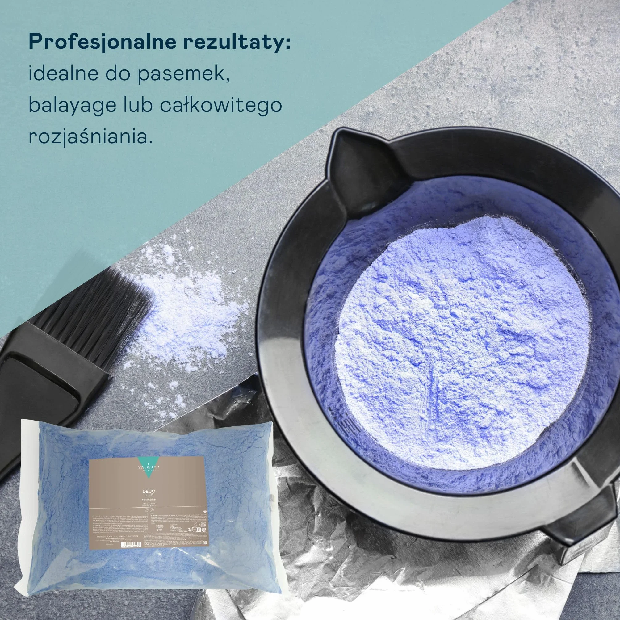VALQUER Zestaw do Rozjaśniania Włosów Niebieski Rozjaśniacz w Proszku 30 Vol 9% 500 g + 1 L