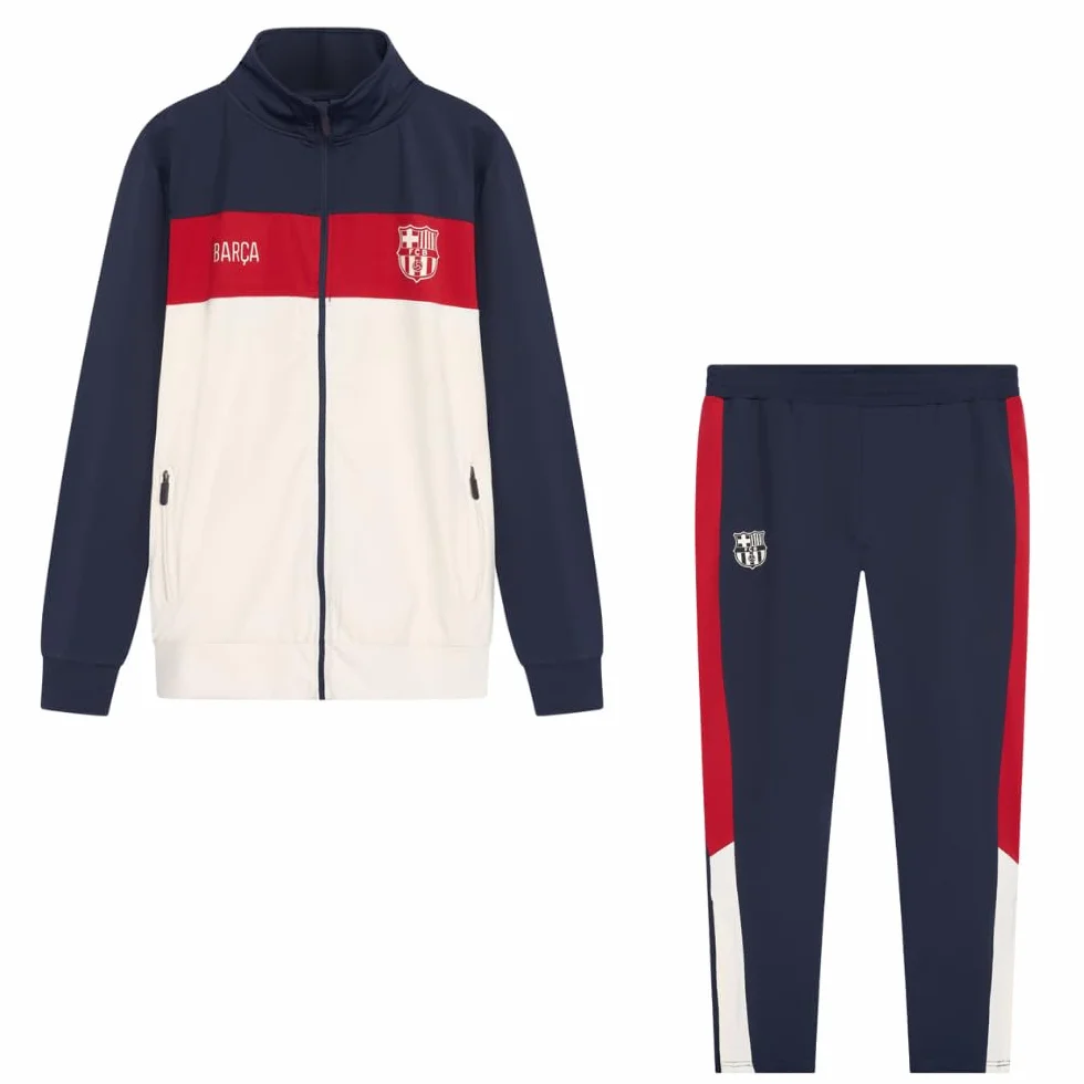 Dres treningowy FC Barcelona dla dzieci - sezon 22/23 - rozmiar 116 do 164 - niebiesko/beżowy - dres treningowy dla chłopców i dziewczynek