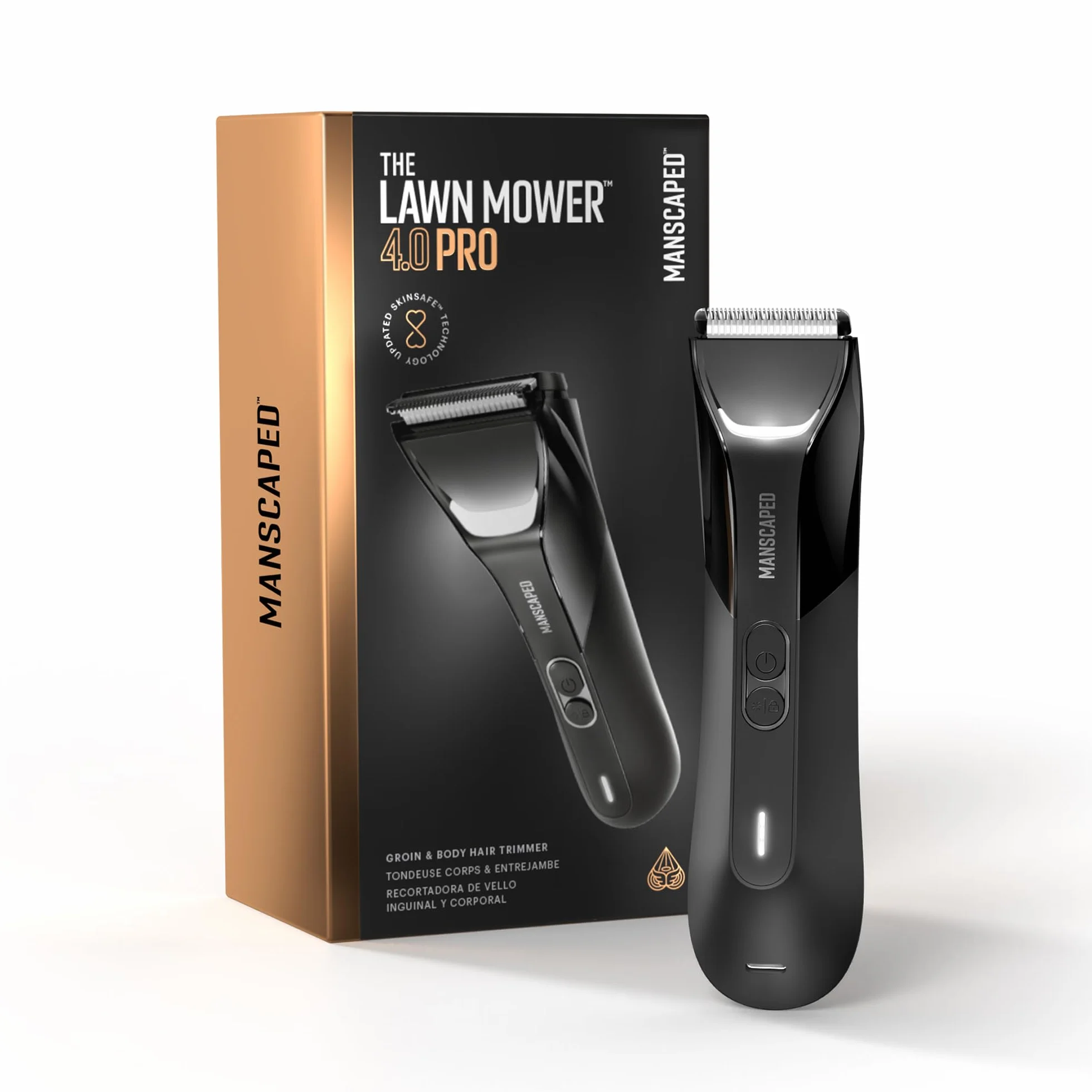 MANSCAPED® The Lawn Mower® 4.0 PRO trymer do ciała, wodoodporna maszynka do golenia, ładowanie USB-C i bezprzewodowe, blokada bezpieczeństwa