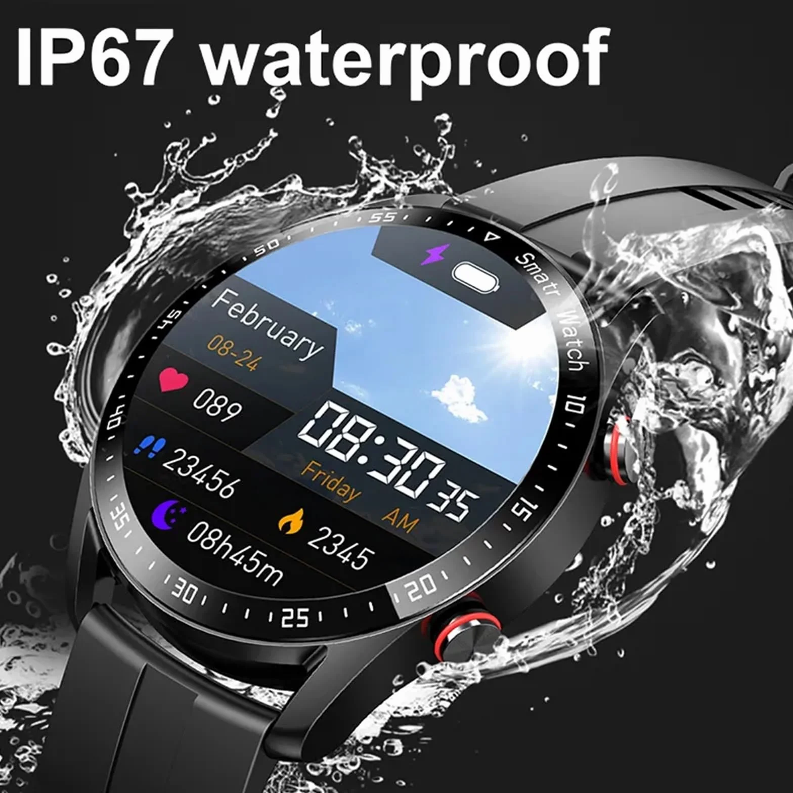 Inteligentny Zegarek Bluetooth Call Mężczyźni Wodoodporny Wyświetlacz Sportowy Fitness Męski Smartwatch (Color : Steel strip silver)