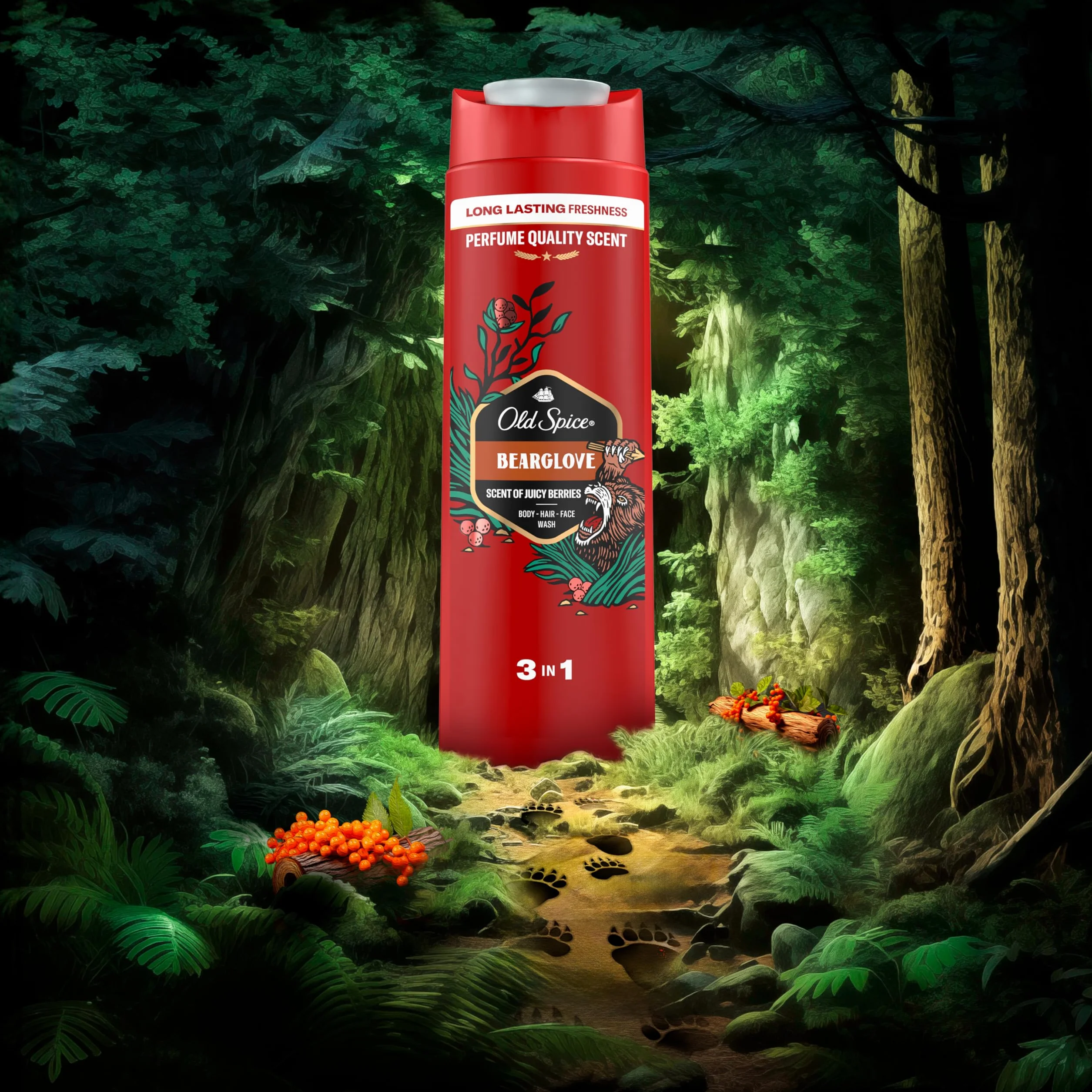 Old Spice Bearglove Żel Pod Prysznic I Szampon Dla Mężczyzn 400ml, Uniwersalna Formuła 3 w 1 Do Mycia Ciała, Włosów i Twarzy, Długotrwała Świeżość, Zapach O Jakości Perfum, Głębokie Oczyszczanie