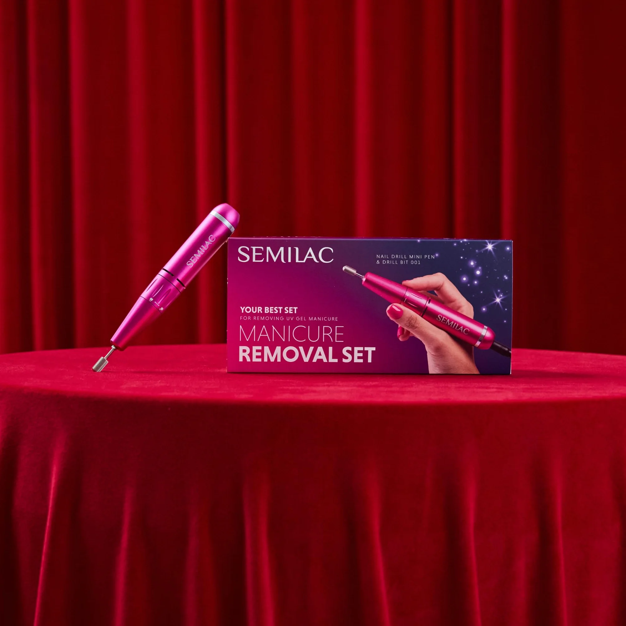 Semilac Manicure zestaw do usuwania paznokci – Mini Pen frezarka do paznokci + cylindryczna nasadka frezu 001