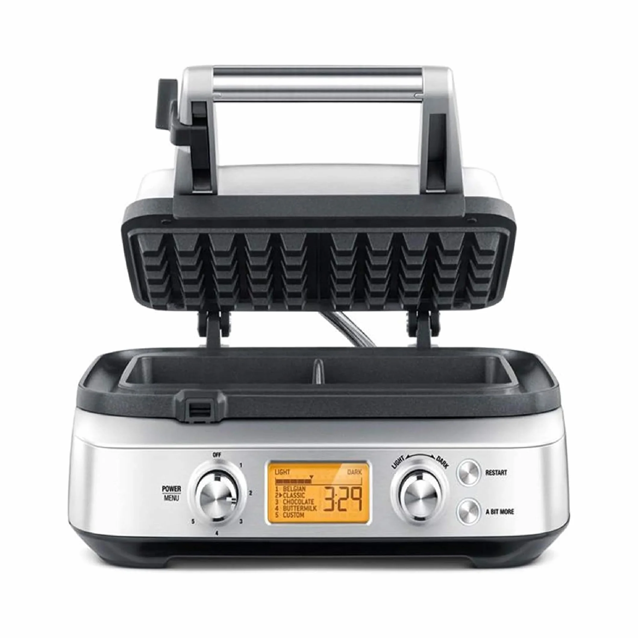 Sage Smart Waffle Pro - 2-kromkowy gofrownica z wyświetlaczem LCD, Szczotkowana Stal Nierdzewna