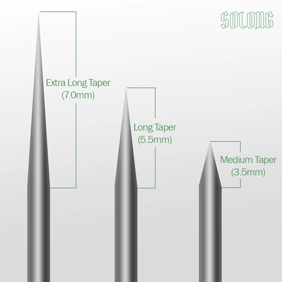 Solong Tattoo Elite EN01S #10 Bugpin, 20 sztuk, 7 igieł, ekstra długie kartridże typu Taper, uniwersalne, kompatybilne z precyzyjnymi liniami i szczegółowym cieniowaniem