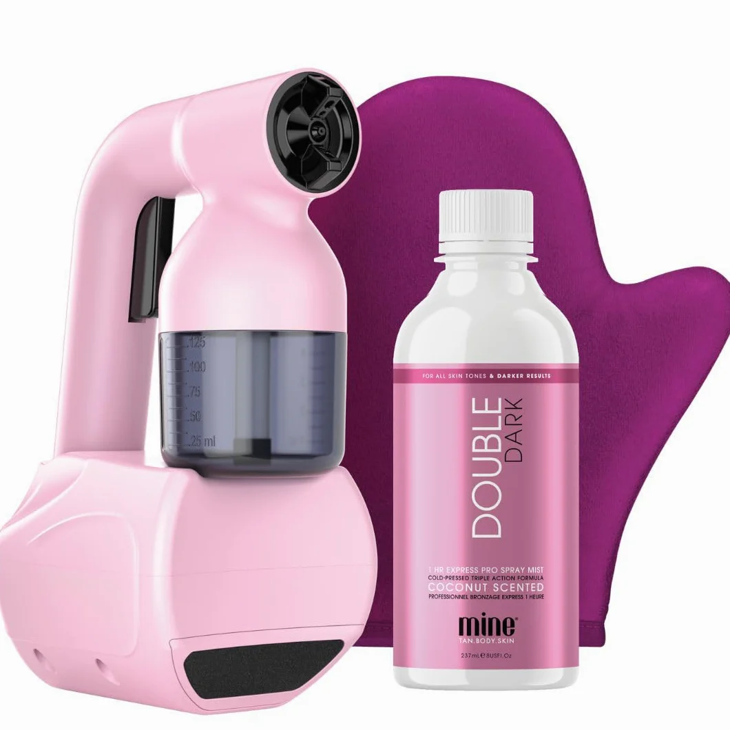 Bronze Babe Spray Tan Machine | przenośny samoopalacz, pistolet natryskowy do domu o pojemności 237 ml, podwójny ciemny roztwór do opalania