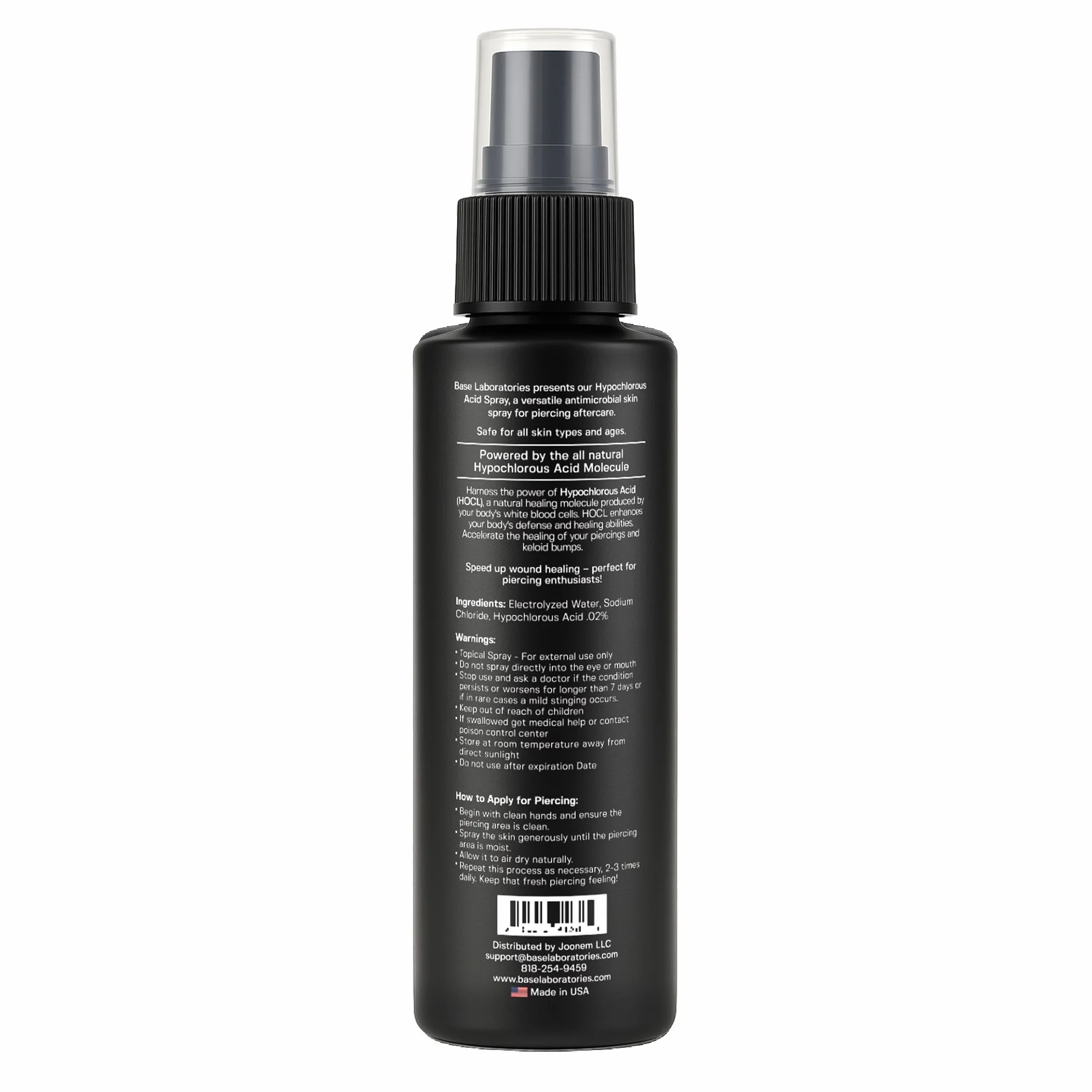BASE LABORATORIES Piercing Aftercare Hypochlorous Acid Spray PRO – spray solankowy do czyszczenia uszu po przekłuciu