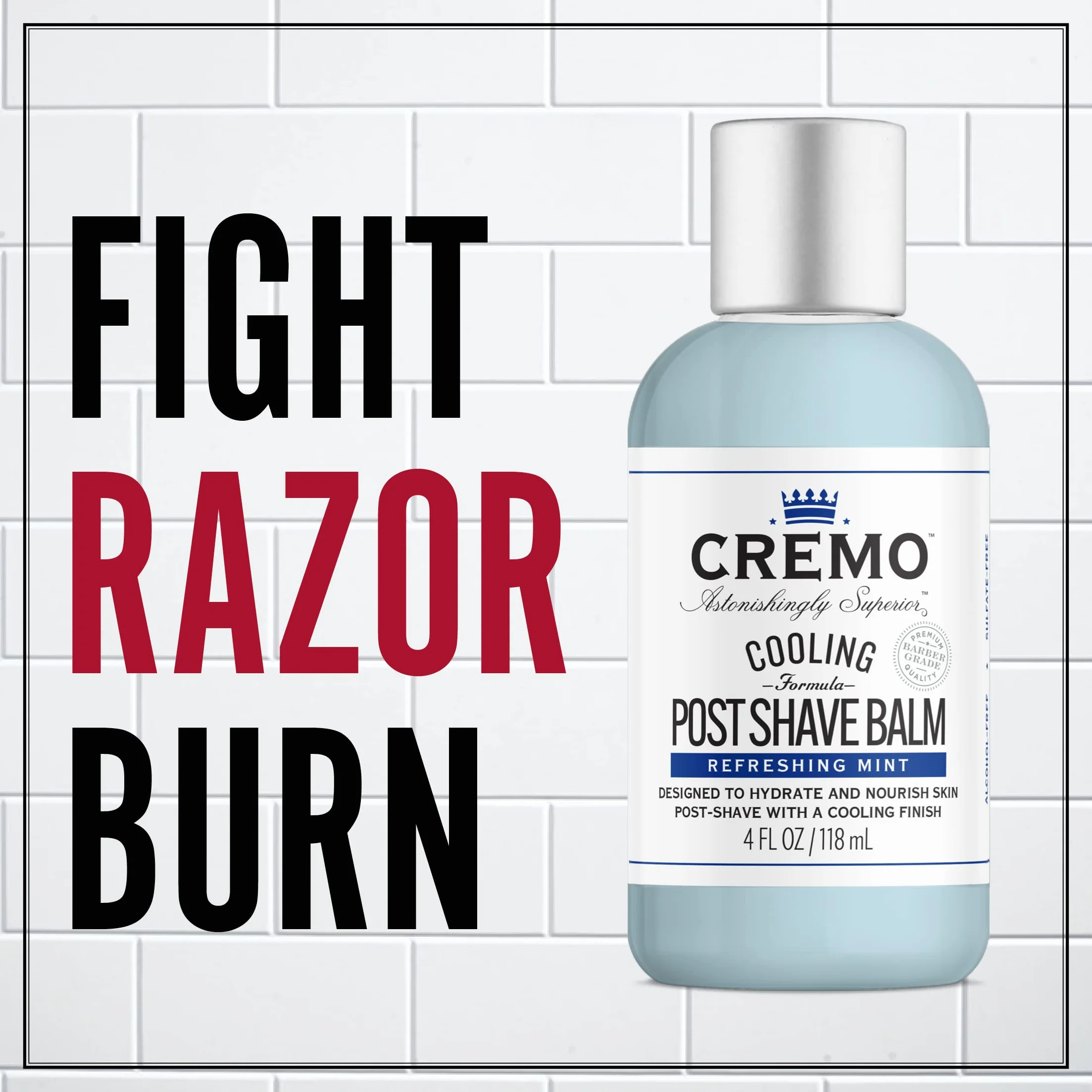 CREMO - Cooling Post Shave Balm For Men | Refreshing Mint Formula | 118 ml