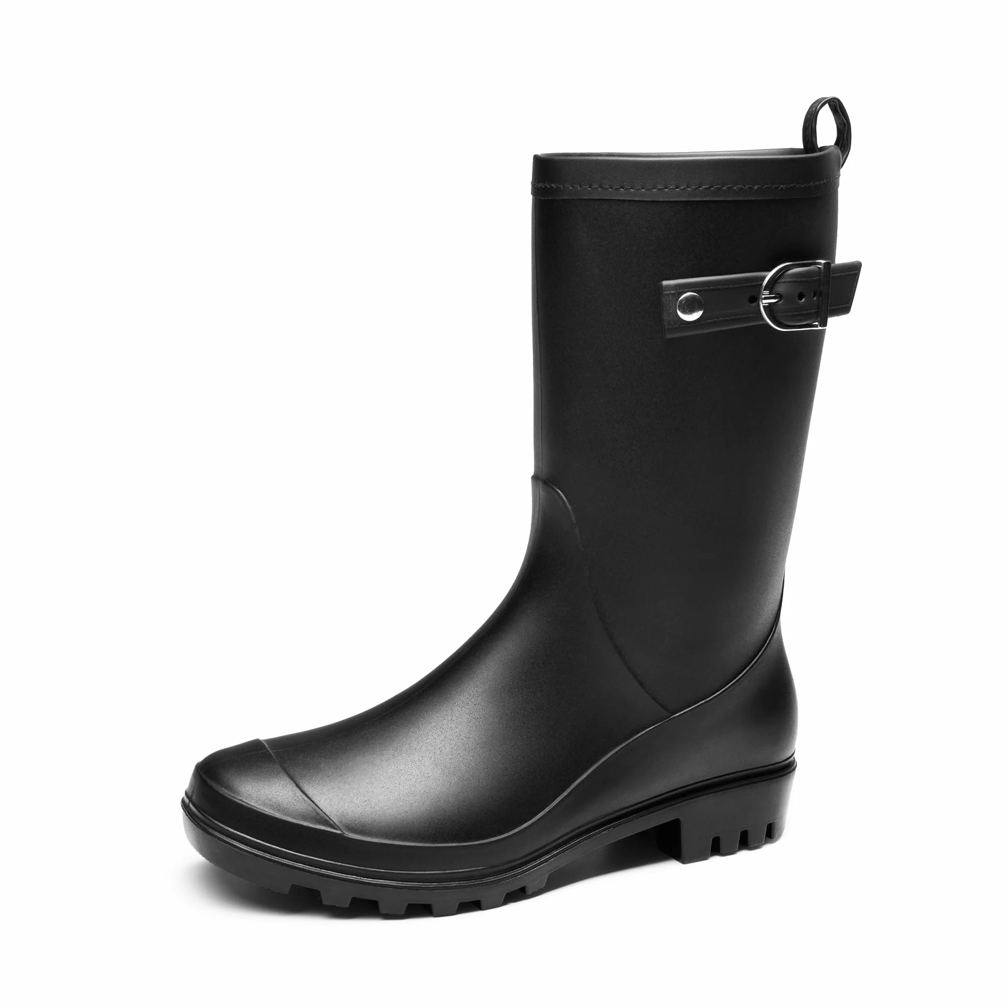 DREAM PAIRS Damskie nowoczesne kowbojskie buty westernowe, do połowy łydki, okrągły nosek, masywny obcas, kowbojka, wiejskie botki z zakładkami