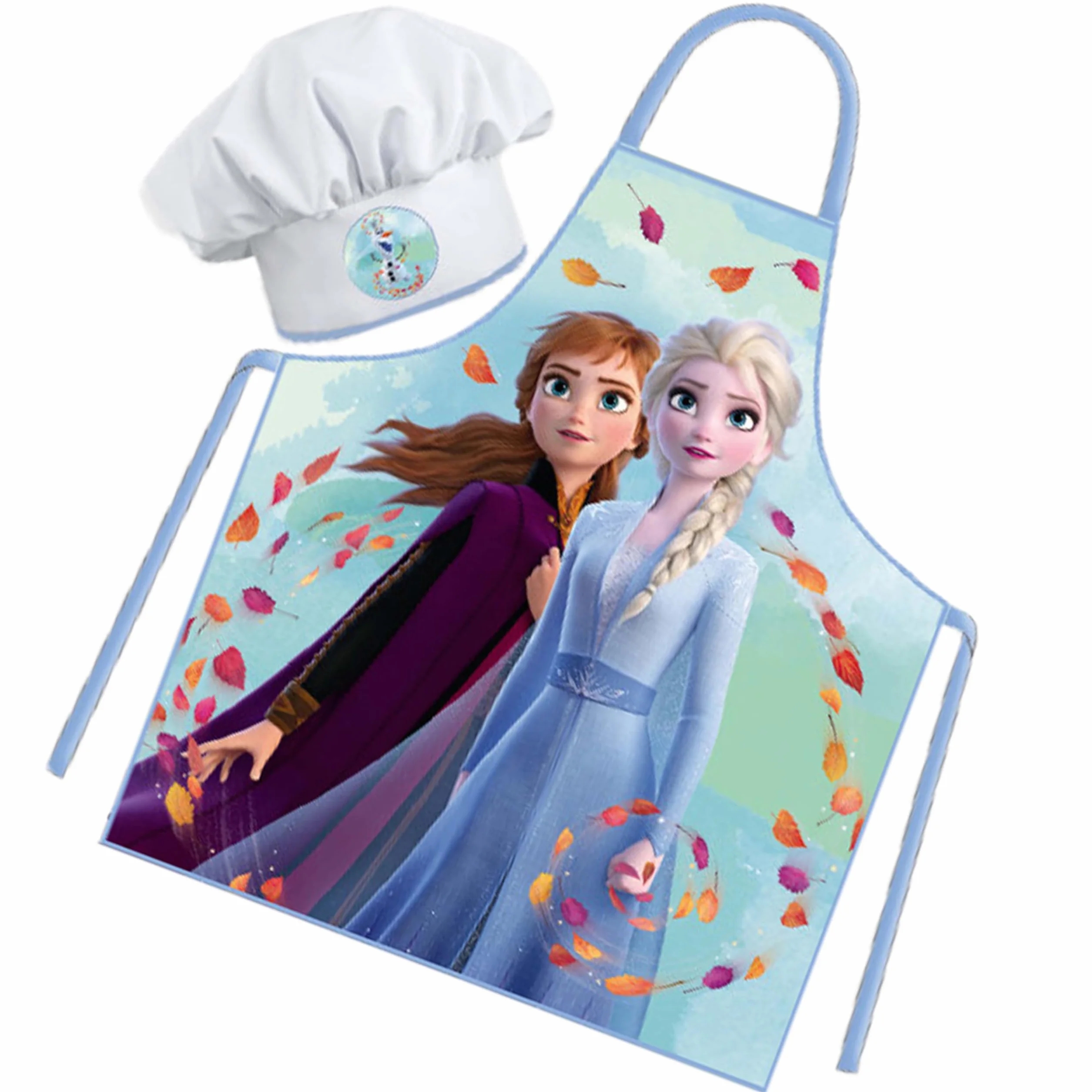 Fartuch kuchenny dla dzieci, Kapelusz szefa kuchni dla dzieci, Fartuch i regulowany kapelusz szefa kuchni do gotowania, Pieczenia lub malowania, Frozen Spring