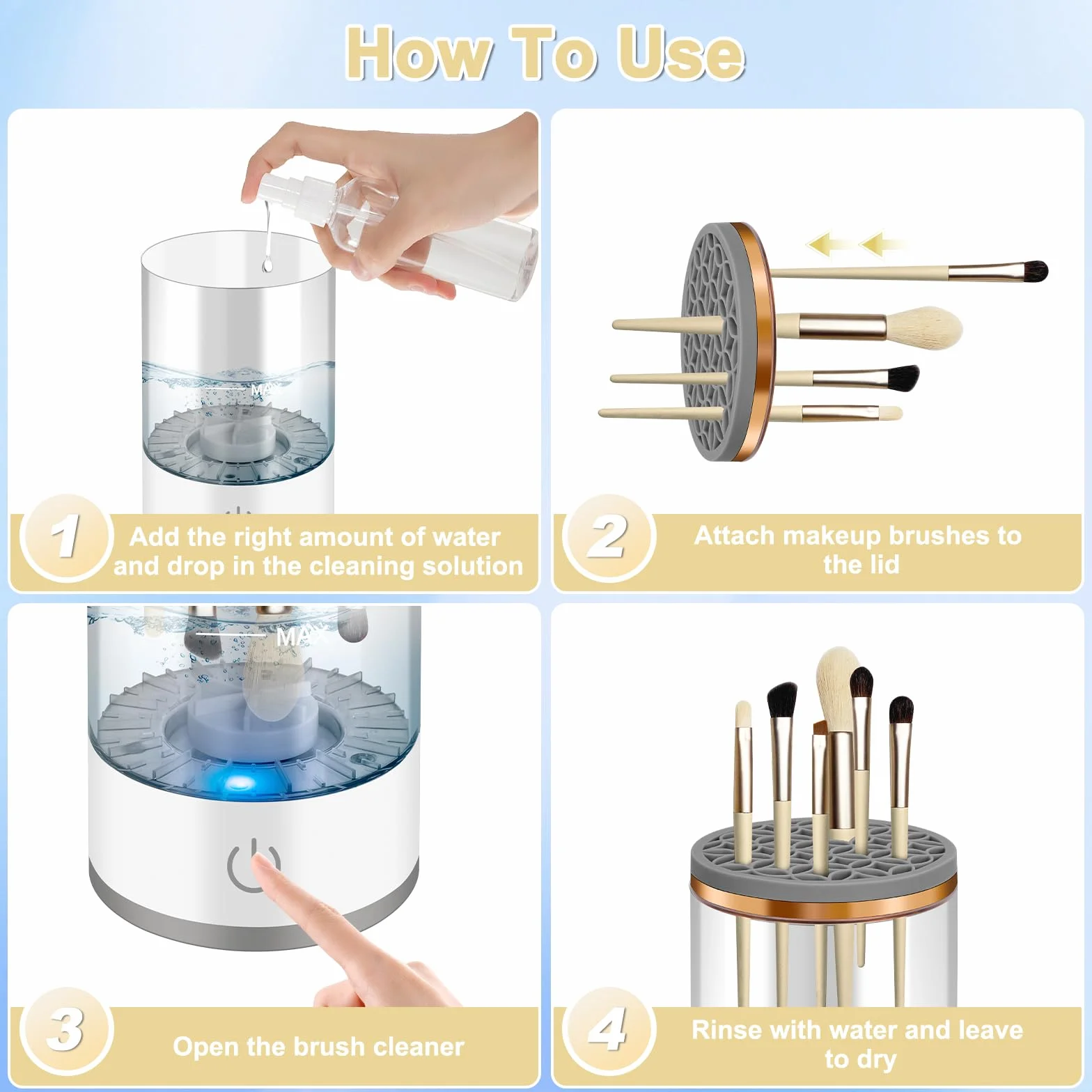 Elektryczny środek do czyszczenia pędzli do makijażu Make Up Brush Cleaner USB ładowalny stacja automatyczny