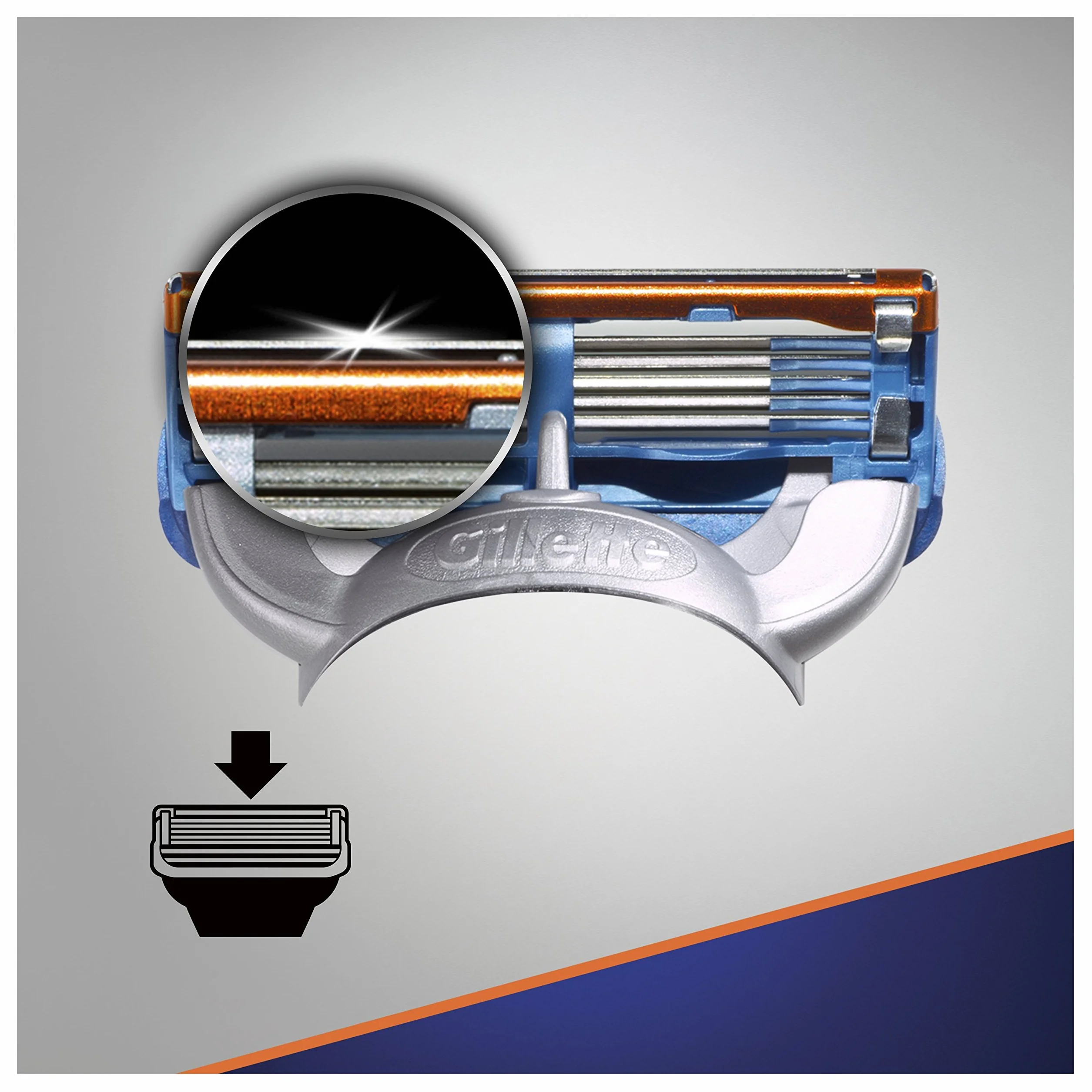 Gillette Fusion5 Ostrza Wymienne do Maszynki do Golenia, (8 sztuk), z 5 Ostrzami Zmniejszającymi Tarcie, 8 Ostrz Wymiennych + Żel 200 ml