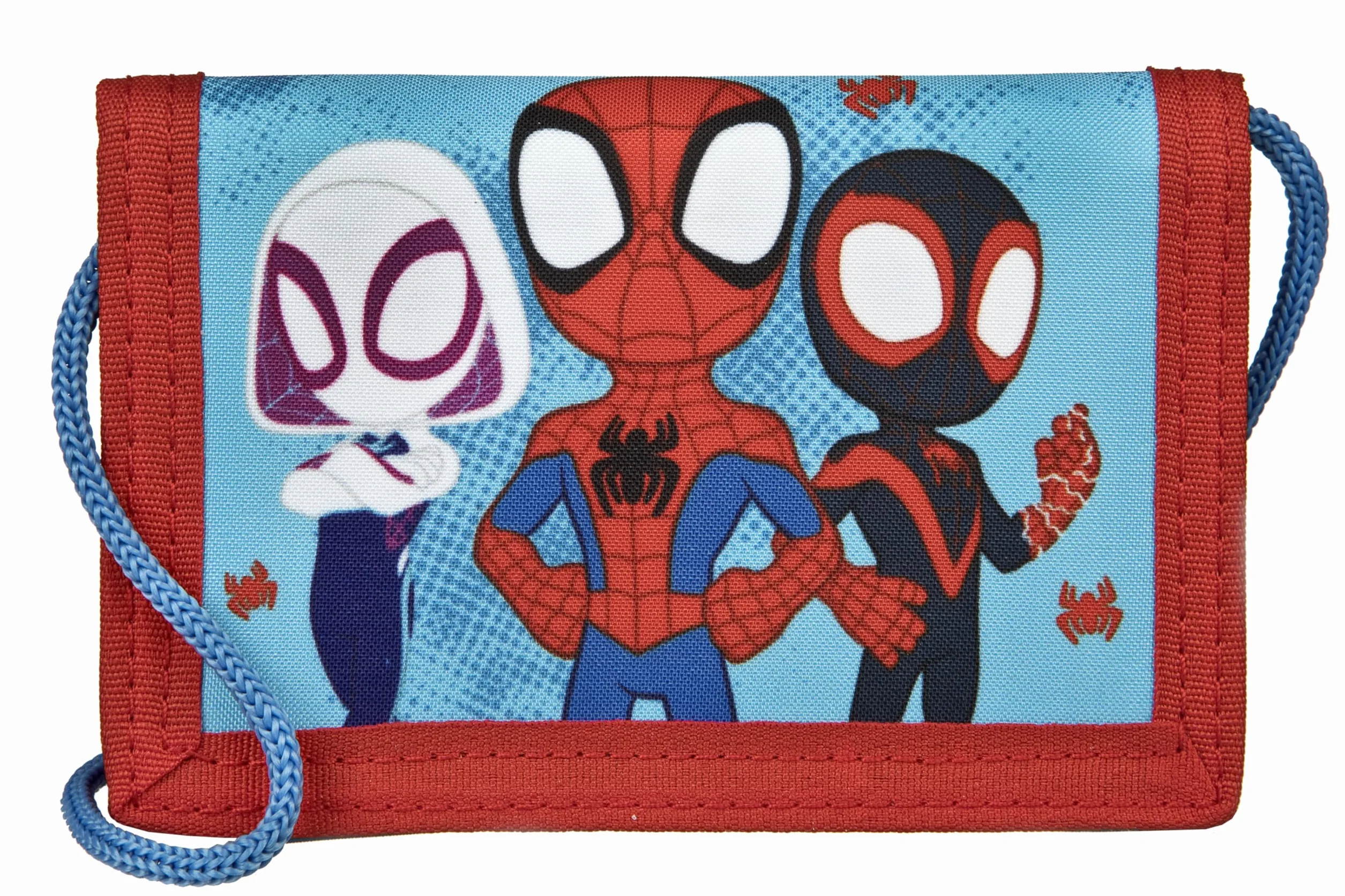 Undercover Spidey portfel dla dzieci, chłopców, dziewcząt i nastolatków, 8 x 13 cm, kieszeń na piersi, bezpieczny na pieniądze i bilety, niebieski, Klasyczny