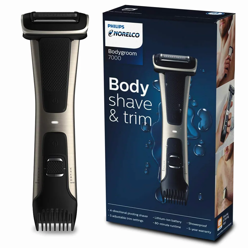 Philips Bodygroom trymer i golarka narzędziowa, uniseks dwustronna regulowana pełna obudowa, wodoodporna (seria 7000, BG7030/49) zamiennik dla BG2040 BG2034