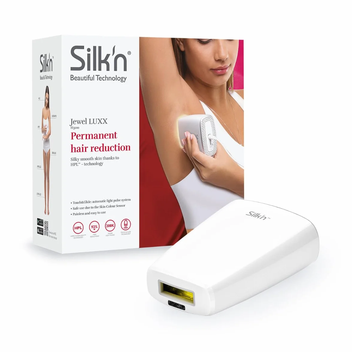 Silk'n Jewel Luxx IPL trwała depilacja włosów, do każdego rodzaju skóry, z 200 000 impulsów świetlnych