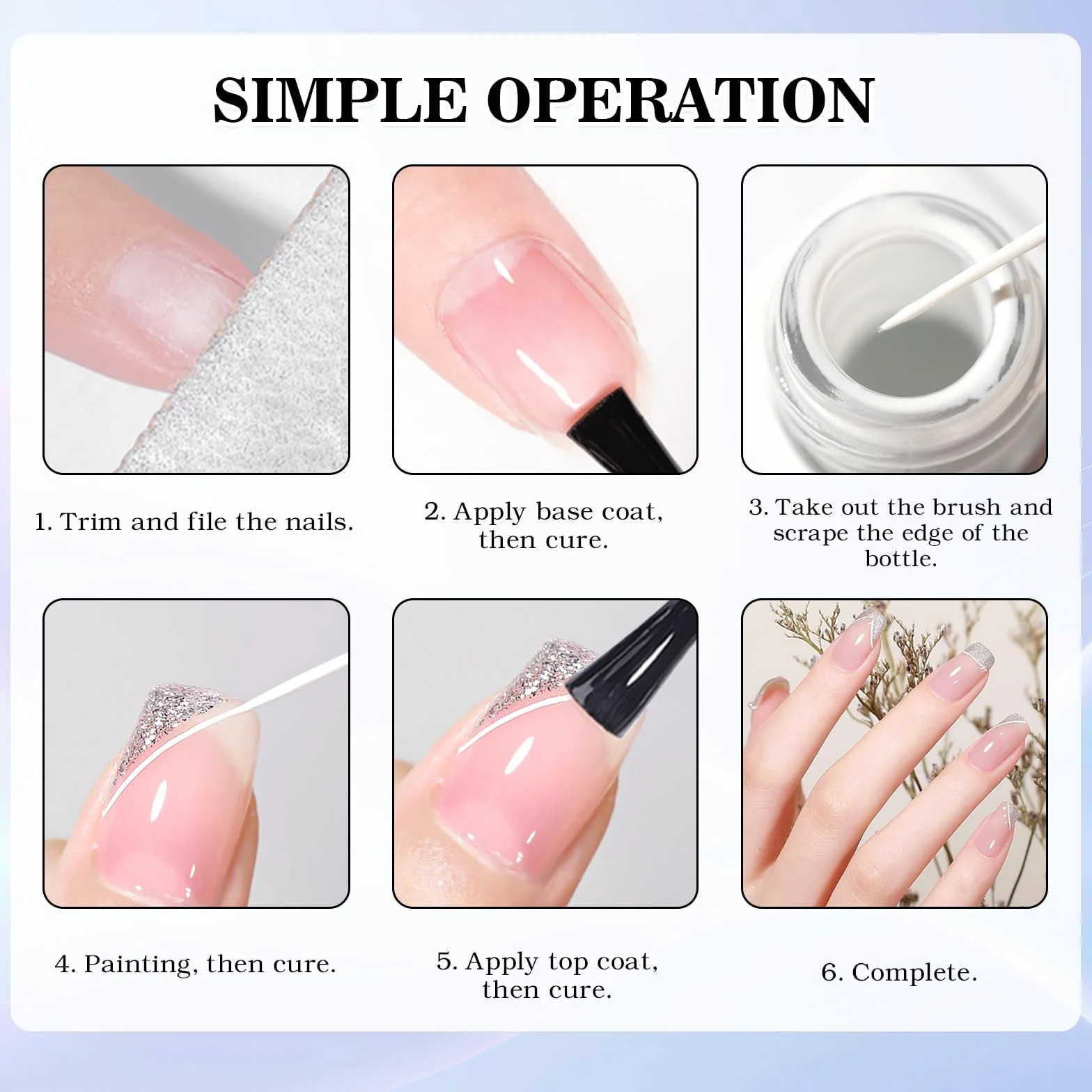INPING 2 szt. Liner Gel Nail Art, TPO-FREE HEMA-FREE, 2 kolory biały i czarny liniowy lakier półtrwały, lakier żelowy UV, lakier do paznokci, francuski manicure dla początkujących, 8 ml