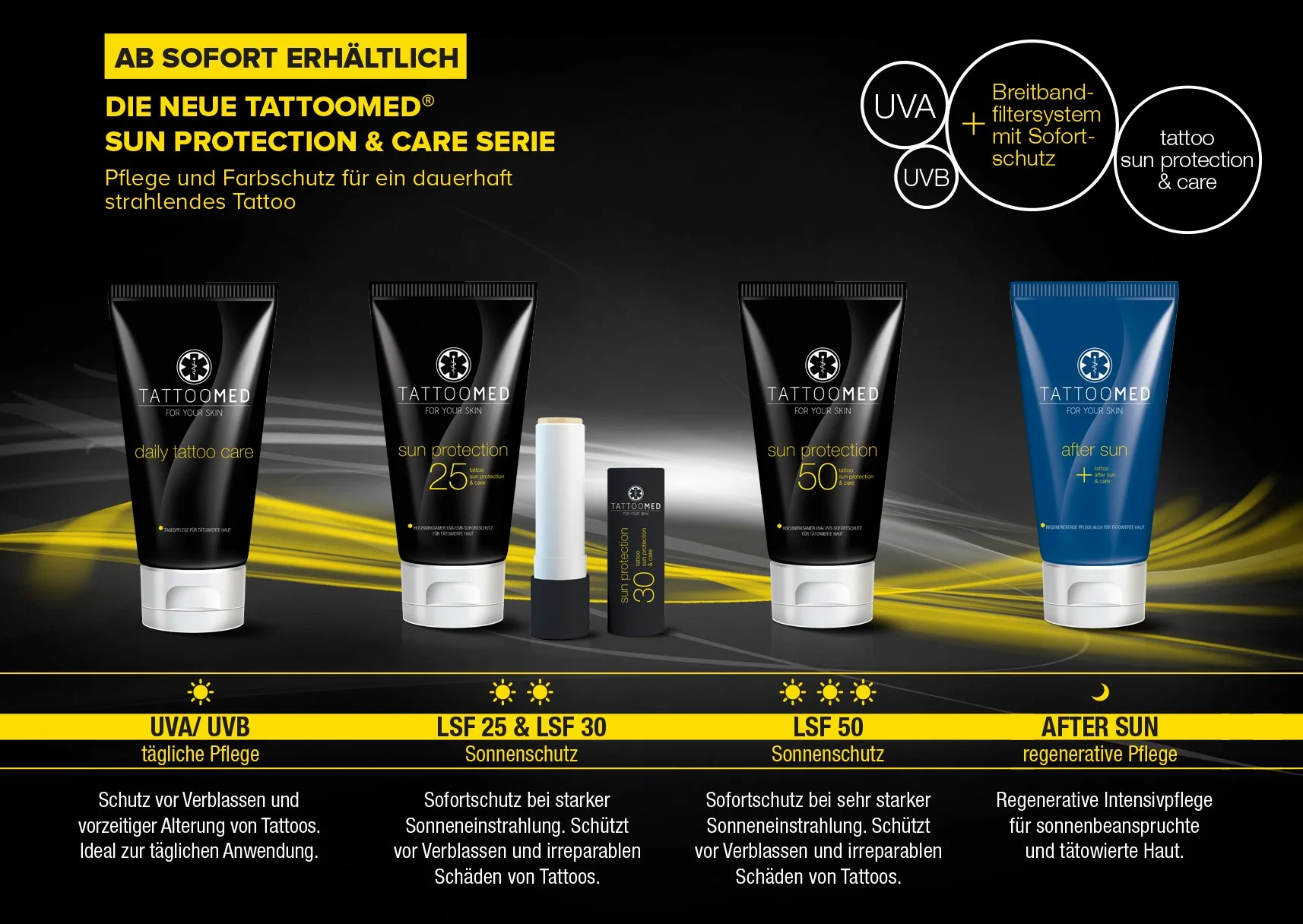 TattooMed Sun Protection LSF50 – ochrona przed słońcem do skóry tatuażowej, 1 opakowanie (1 x 100 ml)
