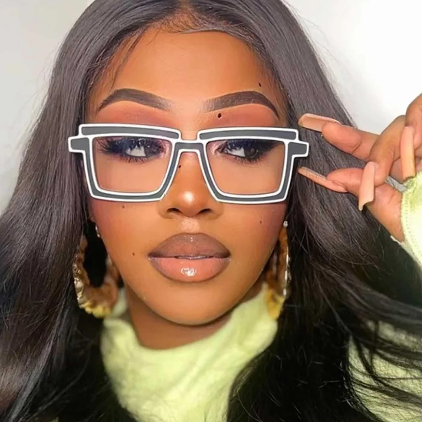 Anti-blauw licht brillenmonturen Titanium brilmonturen Extra grote vierkante brilmonturen Creatieve strepen Optische brillen