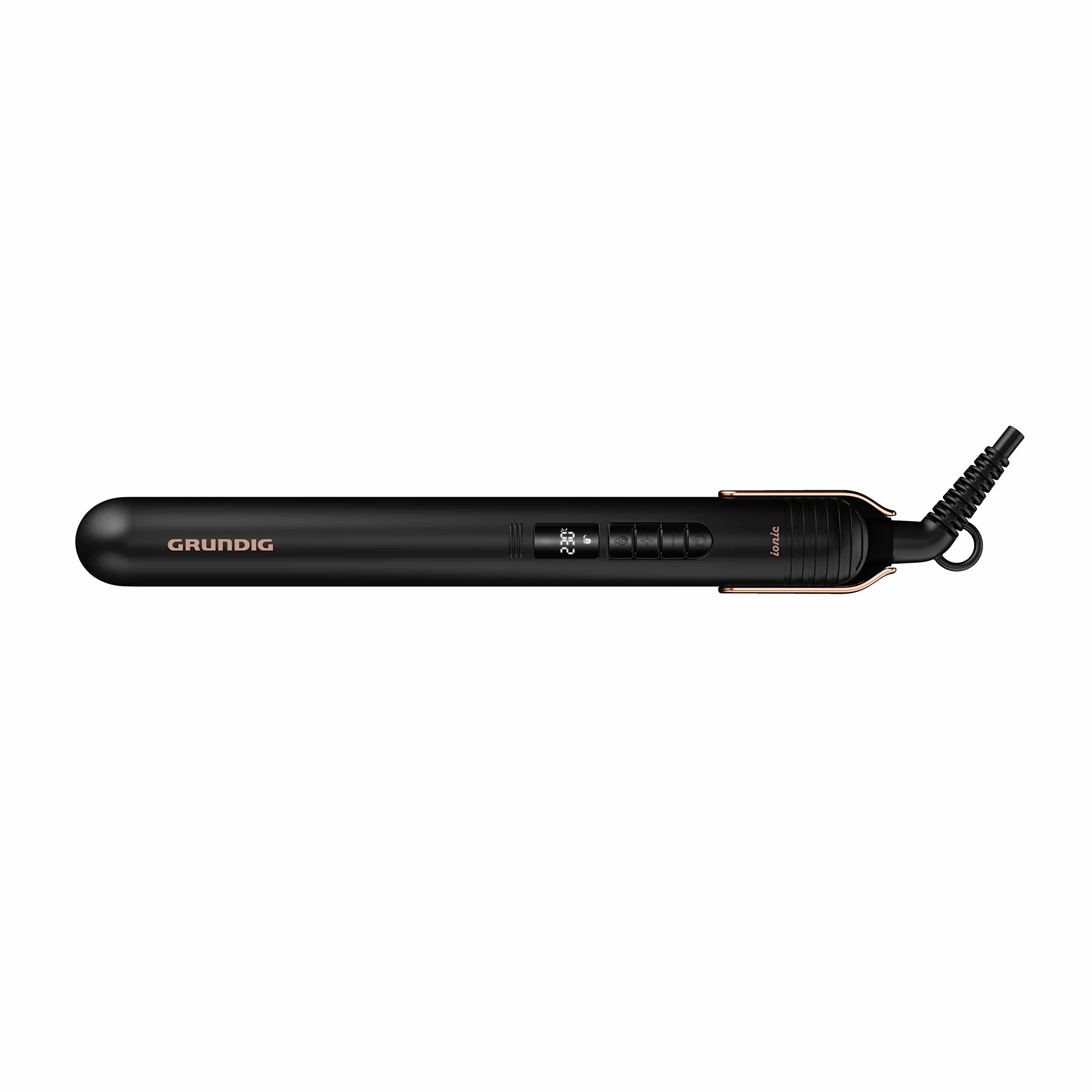 GRUNDIG Naturashine HS 7030 prostownica do włosów, 6 stopni, od 130°C do 230°C, funkcja joniki, ruchome płytki ceramiczne, tryb ochrony włosów, kolor czarny/różowe złoto