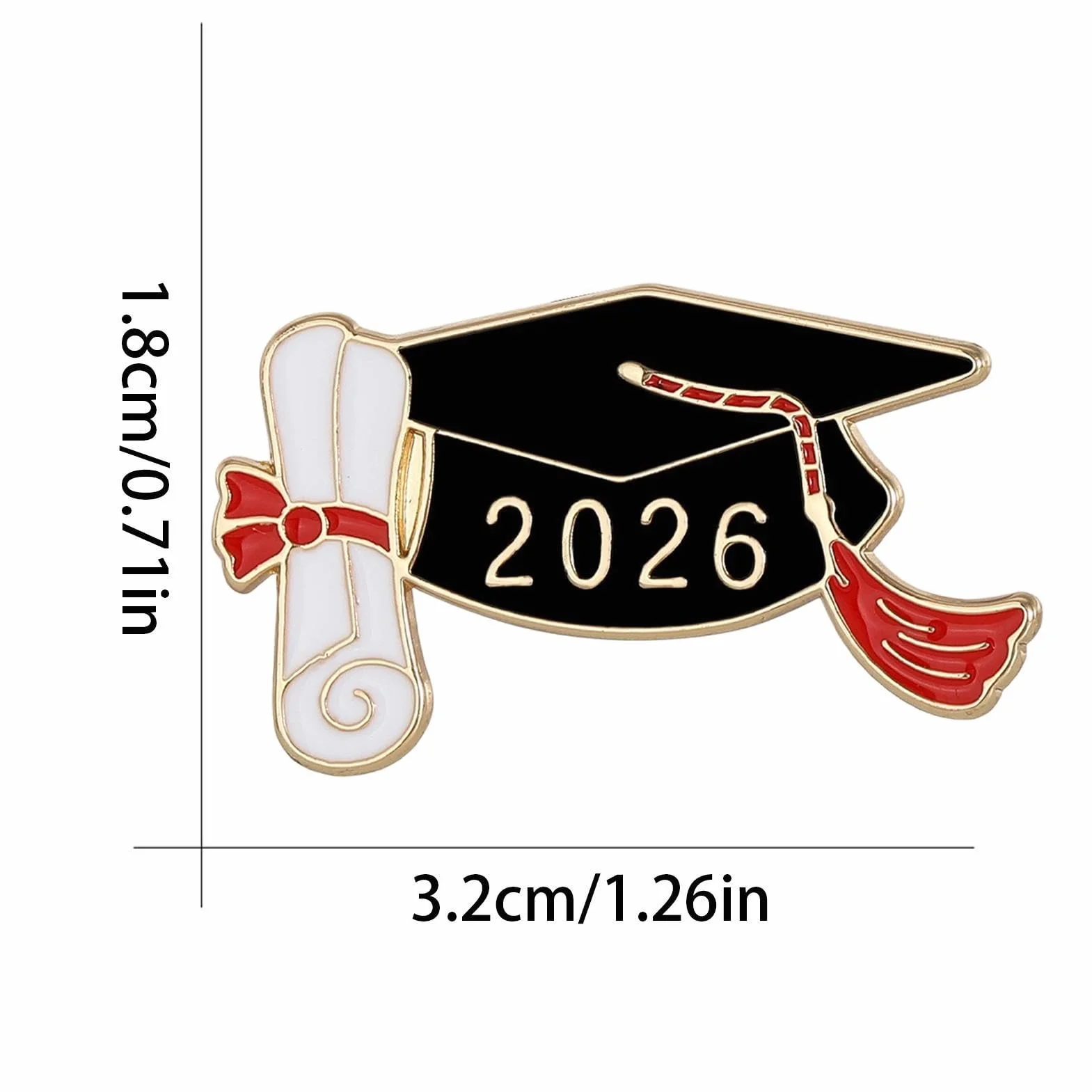 Generic Graduation Brooch Pin, Grad Lapel Badge, 2026 Grad Pin, Gold Metal Brooch, Stylish Graduation Accessory for Teacher School Student High School College Collar Shawl Sweater Coat