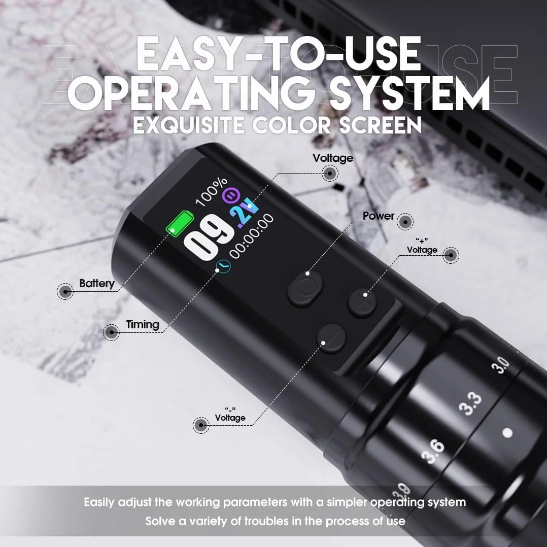 Mast Fold2 Pro Wireless Tattoo Machine Pen Rotary Tattoo Gun 7 Strokes Length 2000mAh Battery Mcore Smart Display Screen