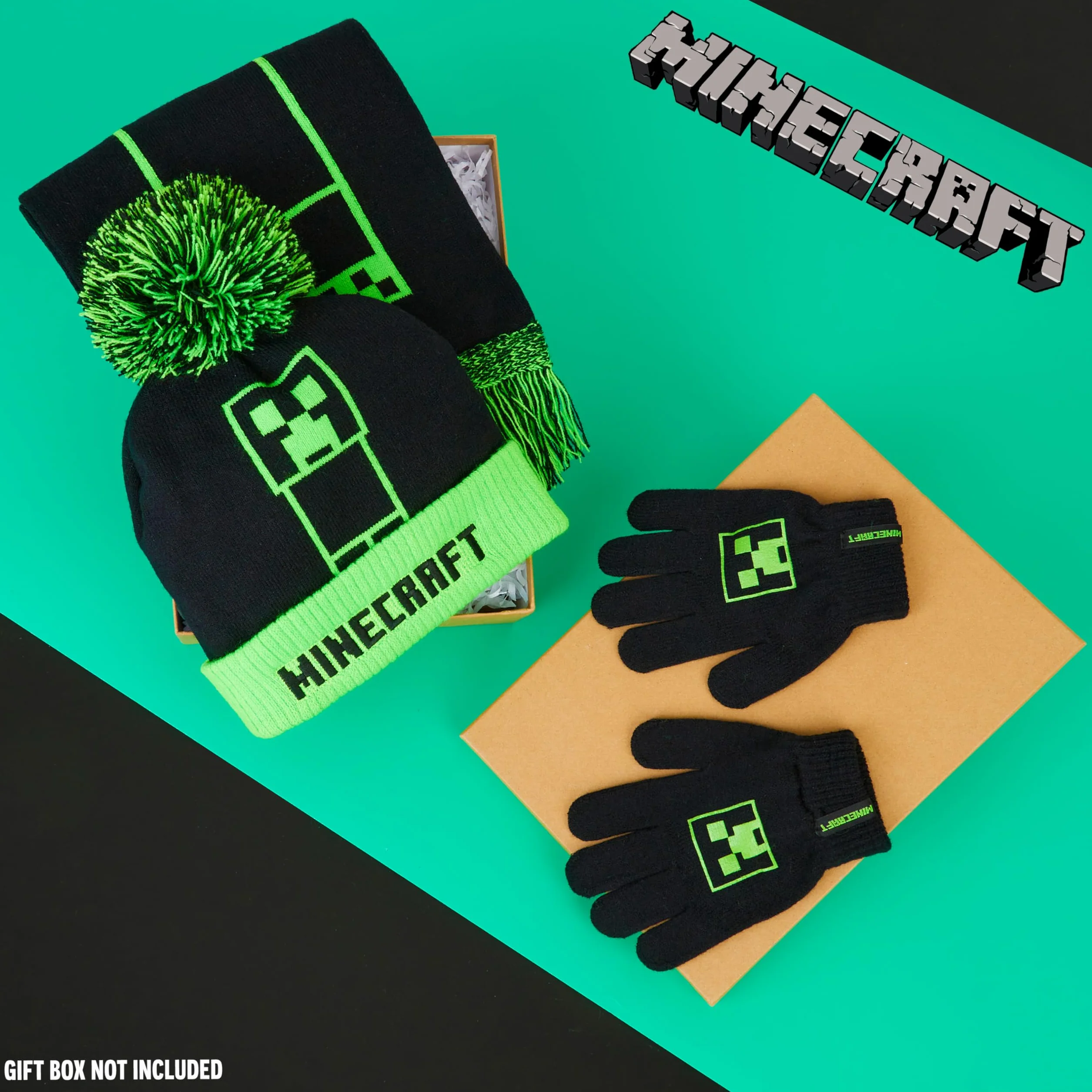 Minecraft Chłopcy Zestrynowy zestaw dzianin Senior Zielony czarny