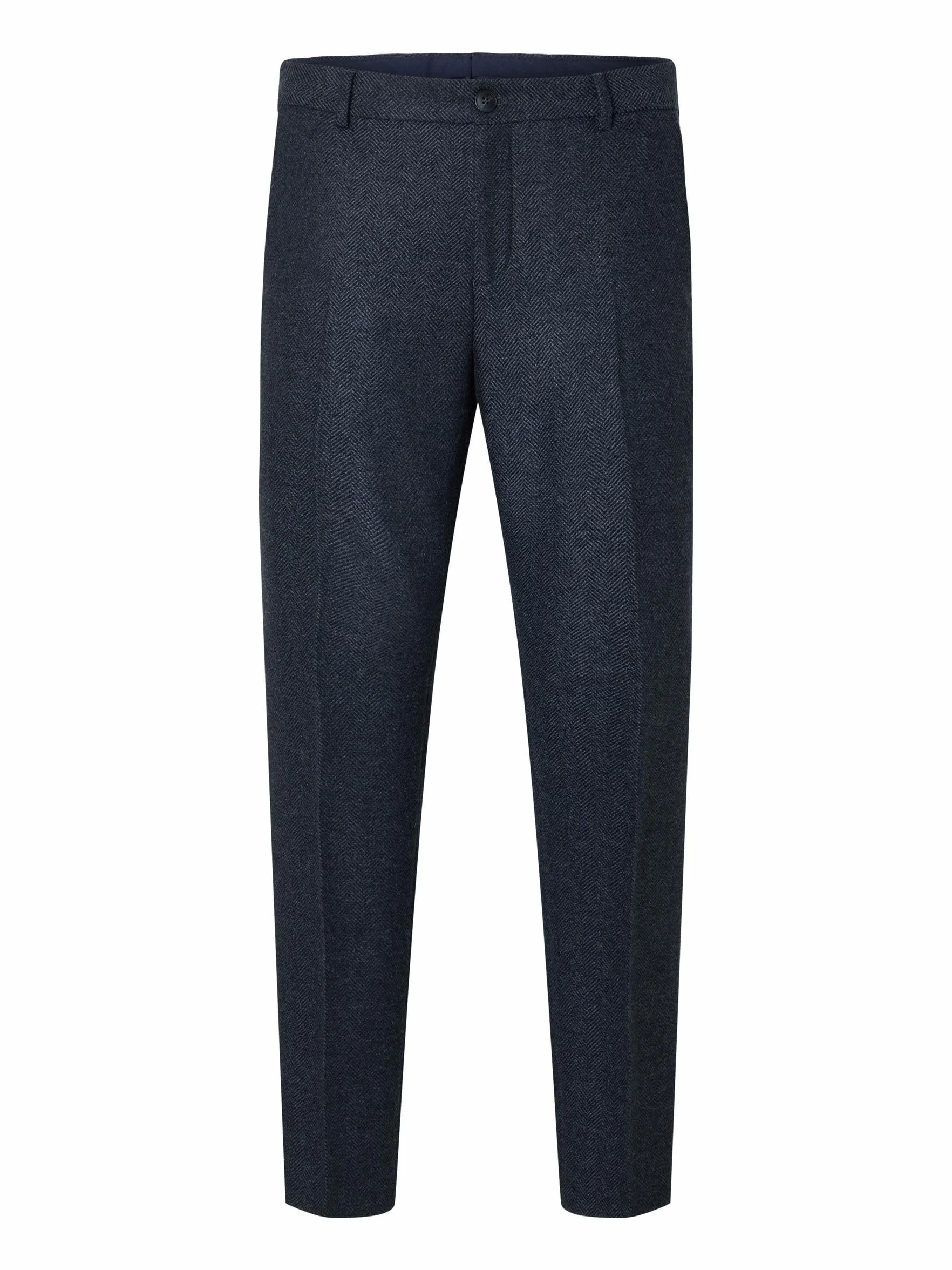 SELECTED HOMME Slhslim-isac Navy Herringbone Trs B Noos - Garnitur — spodnie Mężczyźni