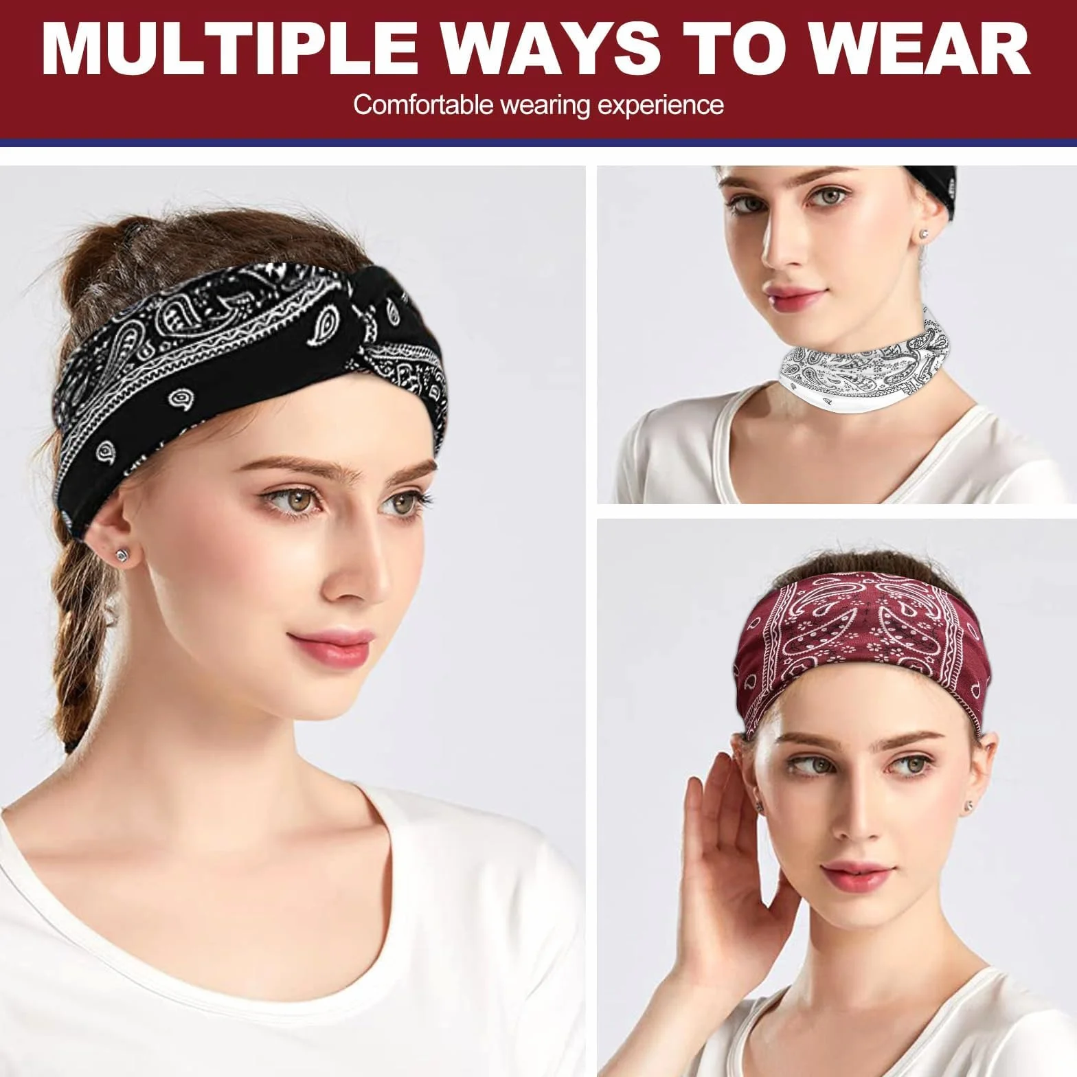 Opaski do włosów boho krzyżujące się antypoślizgowe turban vintage 6 szt.