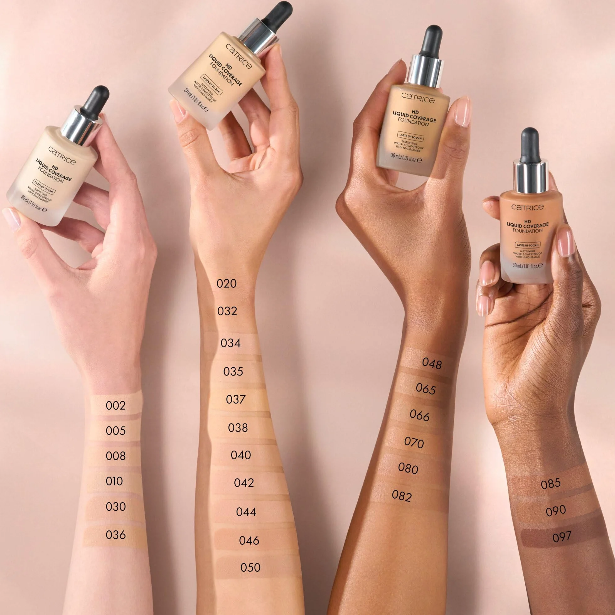 Catrice Podkład HD Liquid Coverage, długotrwały, matujący, kontrola natłuszczenia/kontrola połysku, matowy (30ml)