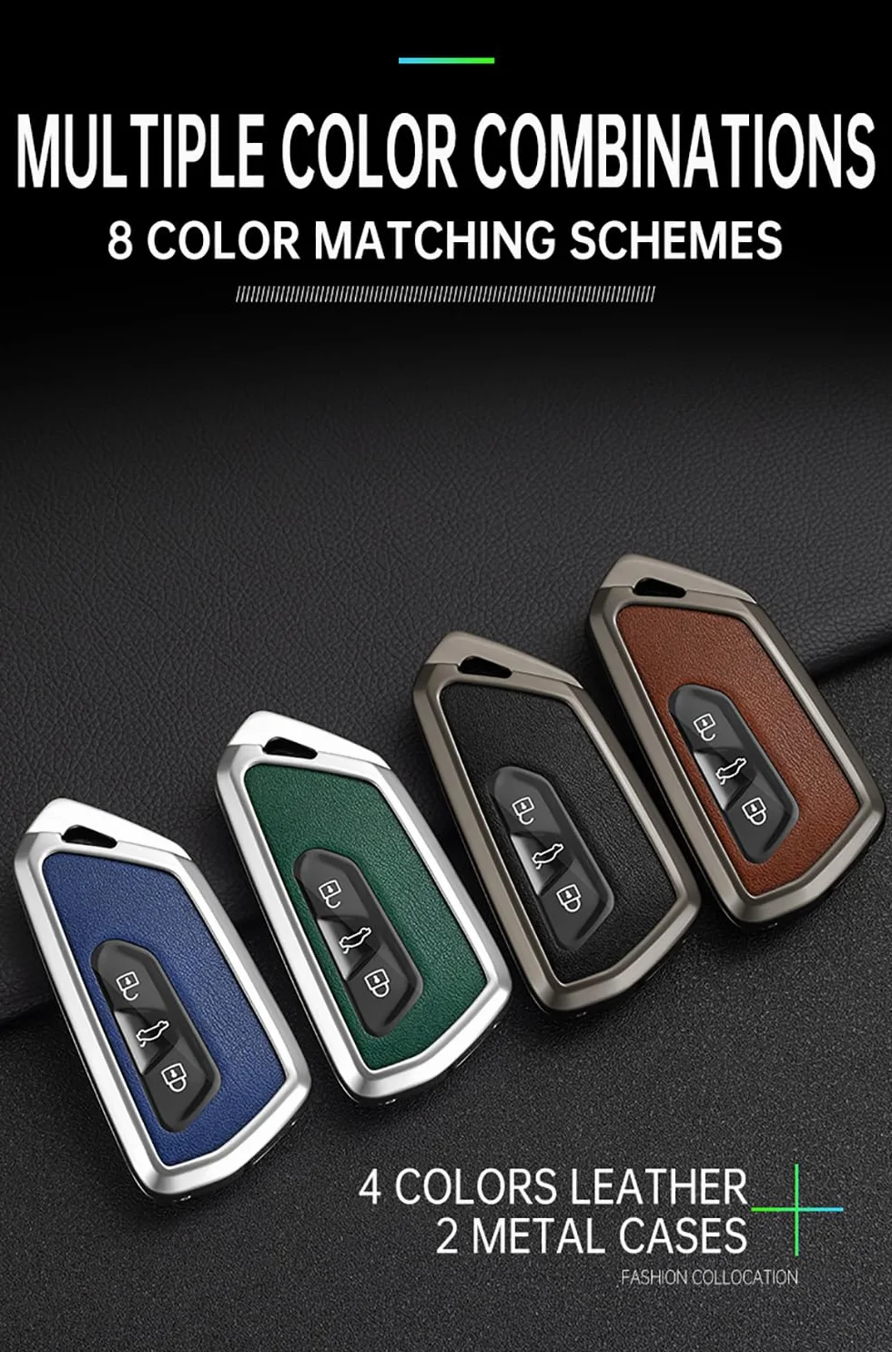 ontto Etui na kluczyki samochodowe, pasuje do Skoda Octavia A8 MK8, Seat, Leon, FR, MK4, Cupra, Formentor, do VW Golf 8 ID.6, etui na klucze, metalowe, z breloczkiem do kluczy