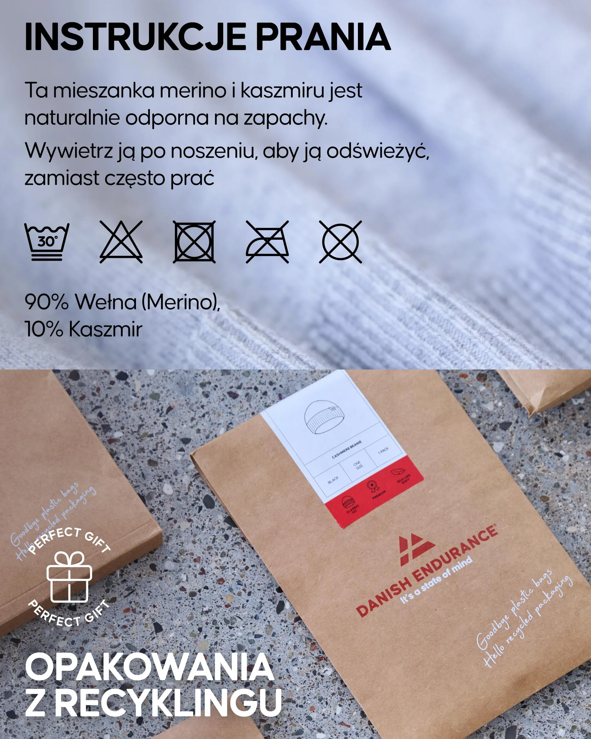 DANISH ENDURANCE Sweter z Wełny Merino z Domieszką Kaszmiru, Dzianinowy Sweter pod Szyję, dla Mężczyzn