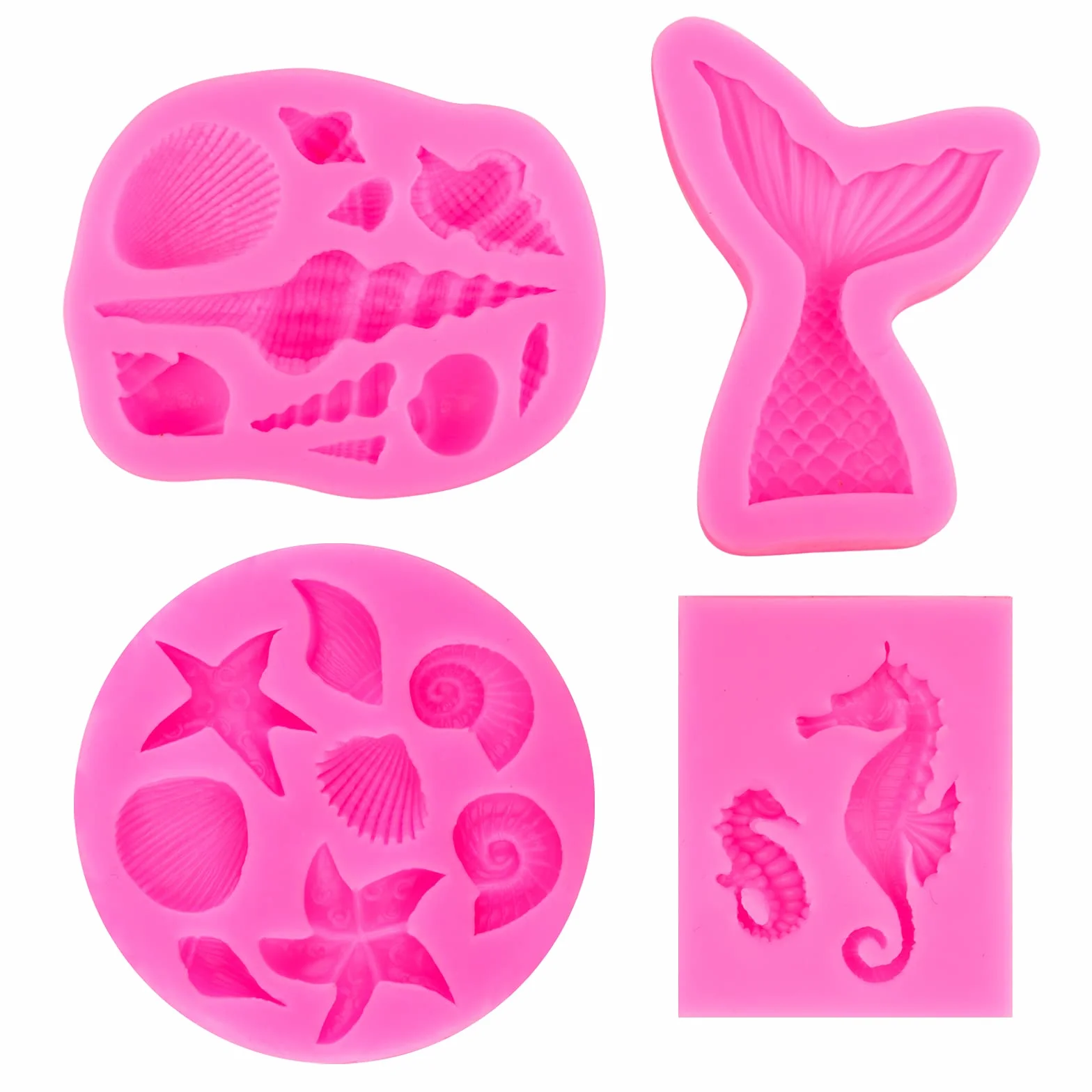 I46F silikonowe formy 3D, forma do pieczenia ogona syrenki, fondant, DIY, rozgwiazda, konik morski, muszla, silikonowa forma do ciasta, czekolady, mydła, tortów, I46F