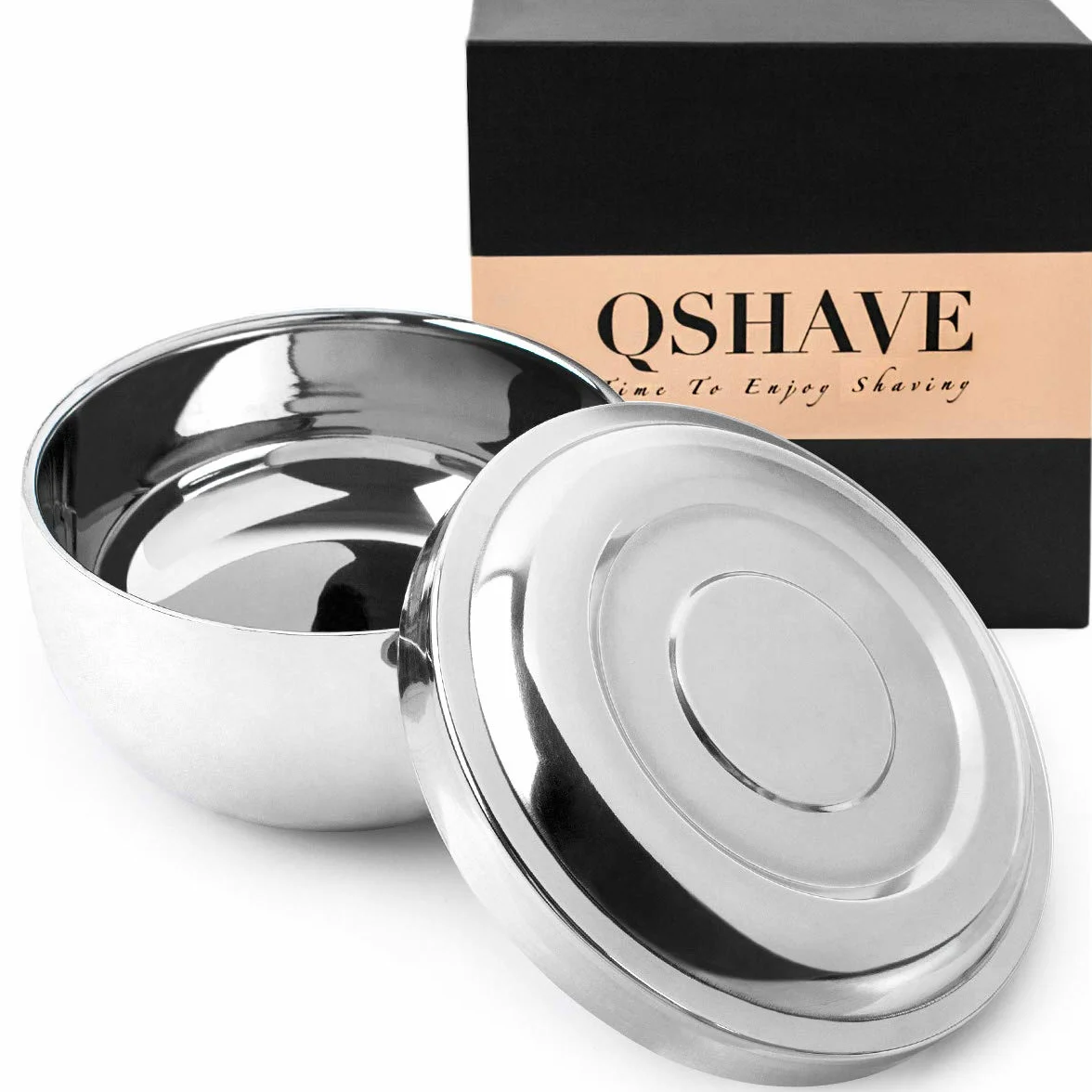 QShave Miska do golenia ze stali nierdzewnej 10 cm chromowana