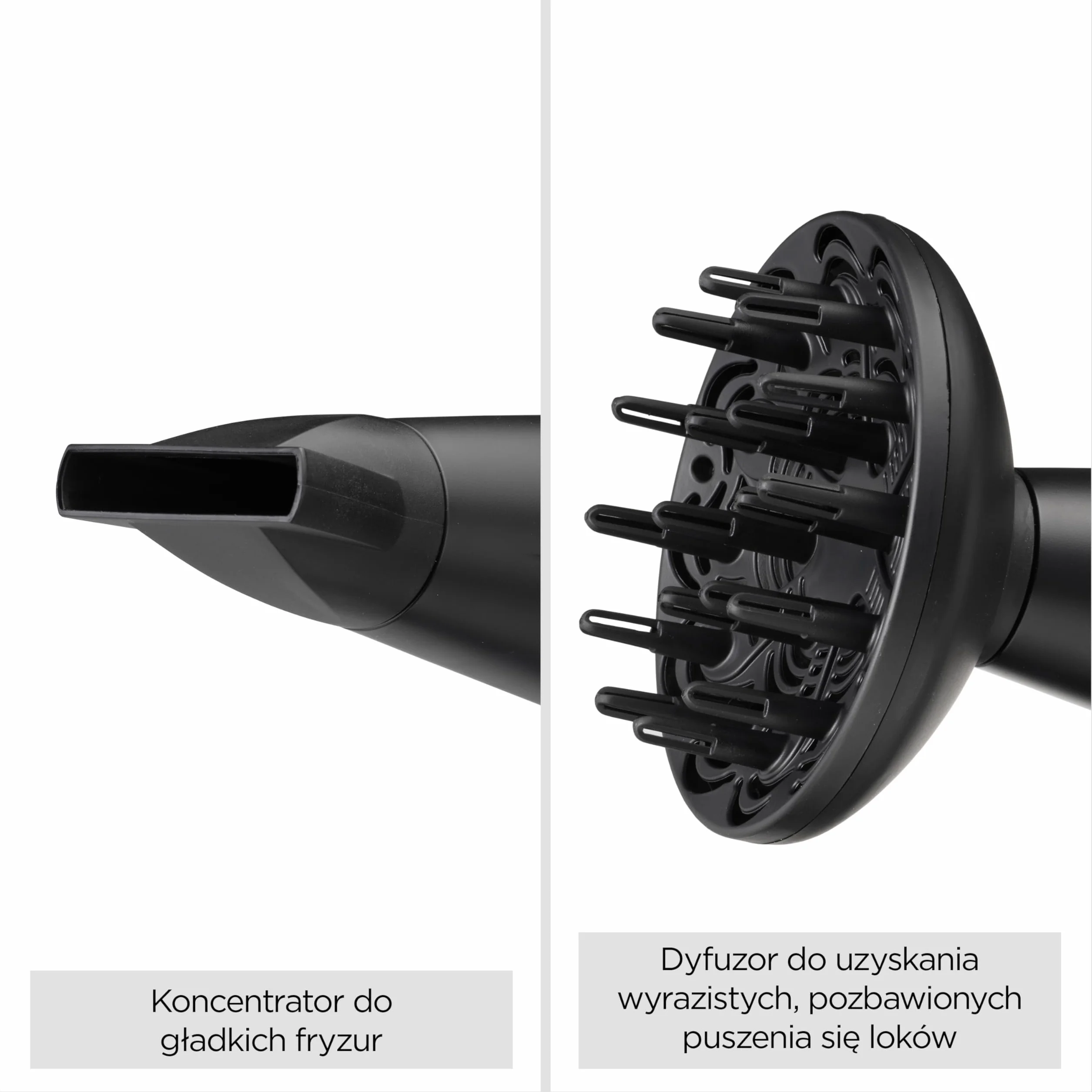 Suszarka do włosów BaByliss Turbo Smooth - 2200 W Mocna suszarka do włosów, Duży dyfuzor, jonizacja bez puszenia włosów, 3 ustawienia temperatury i 2 prędkości, Czarny, D572DE