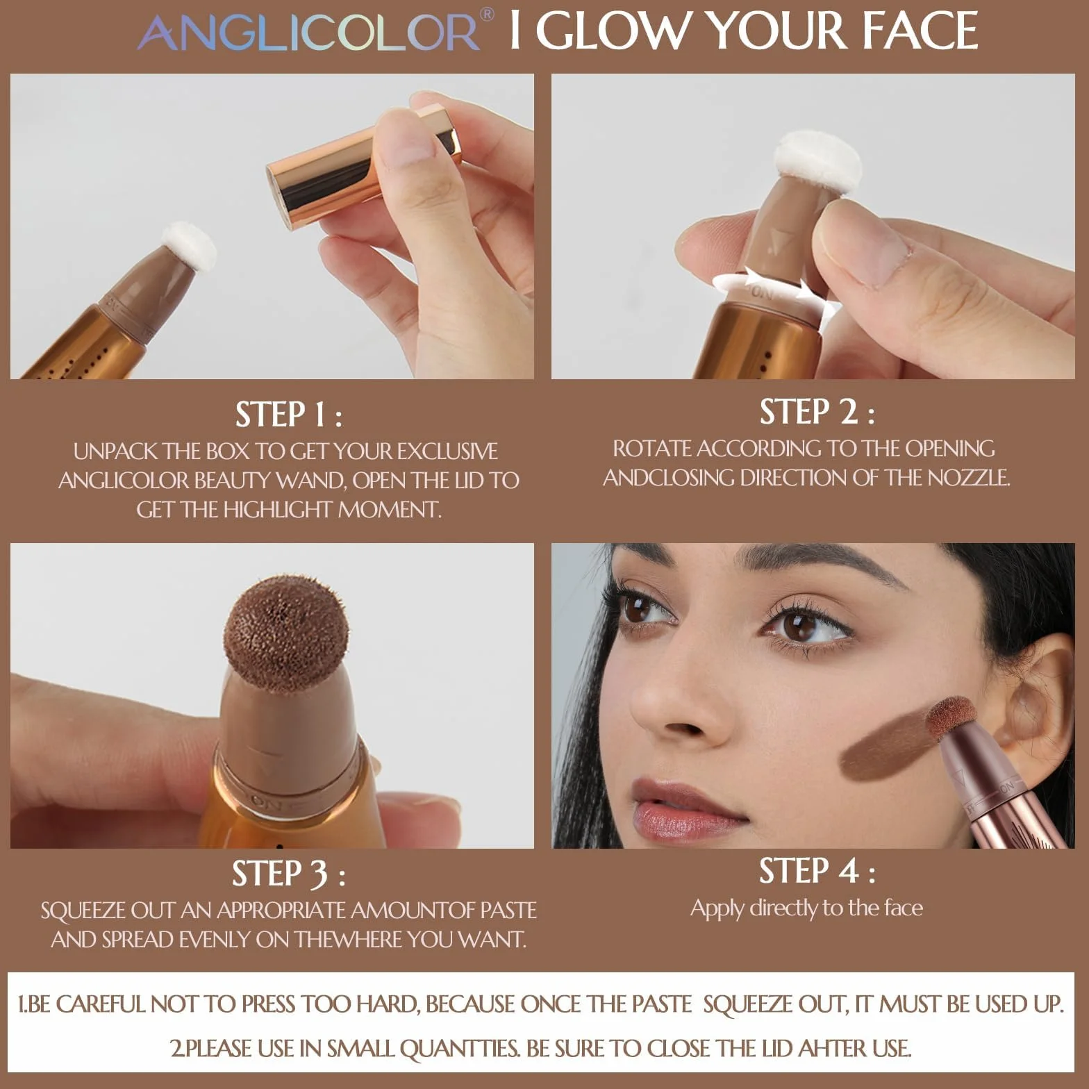 Anglicolor Bronzer W Płynie,Contour Beauty Wand,płynna różdżka konturowa dla naturalnie rzeźbionego wyglądu,sztyft do konturowania z aplikatorem (03#Leichtes Medium, 12ml)