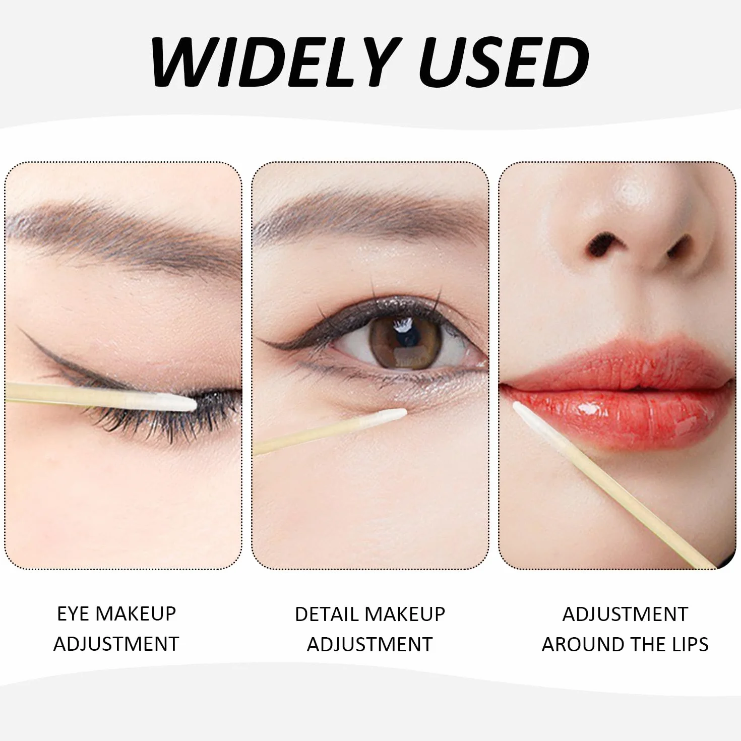 600 patyczków bawełnianych, drewniane łodygi, mini aplikatory w sztyfcie, bawełniane aplikatory do makijażu oczu, waciki do makijażu