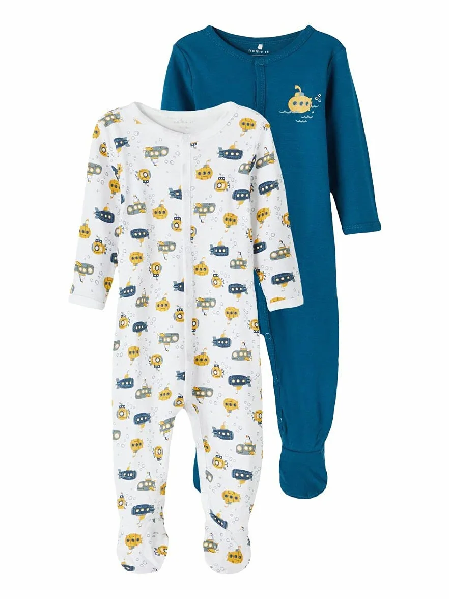 NAME IT Kapcie dla niemowlęcia/dziecka Niemowlęta - chłopcy Nbmnightsuit 2p W/F Legion Blue Noos