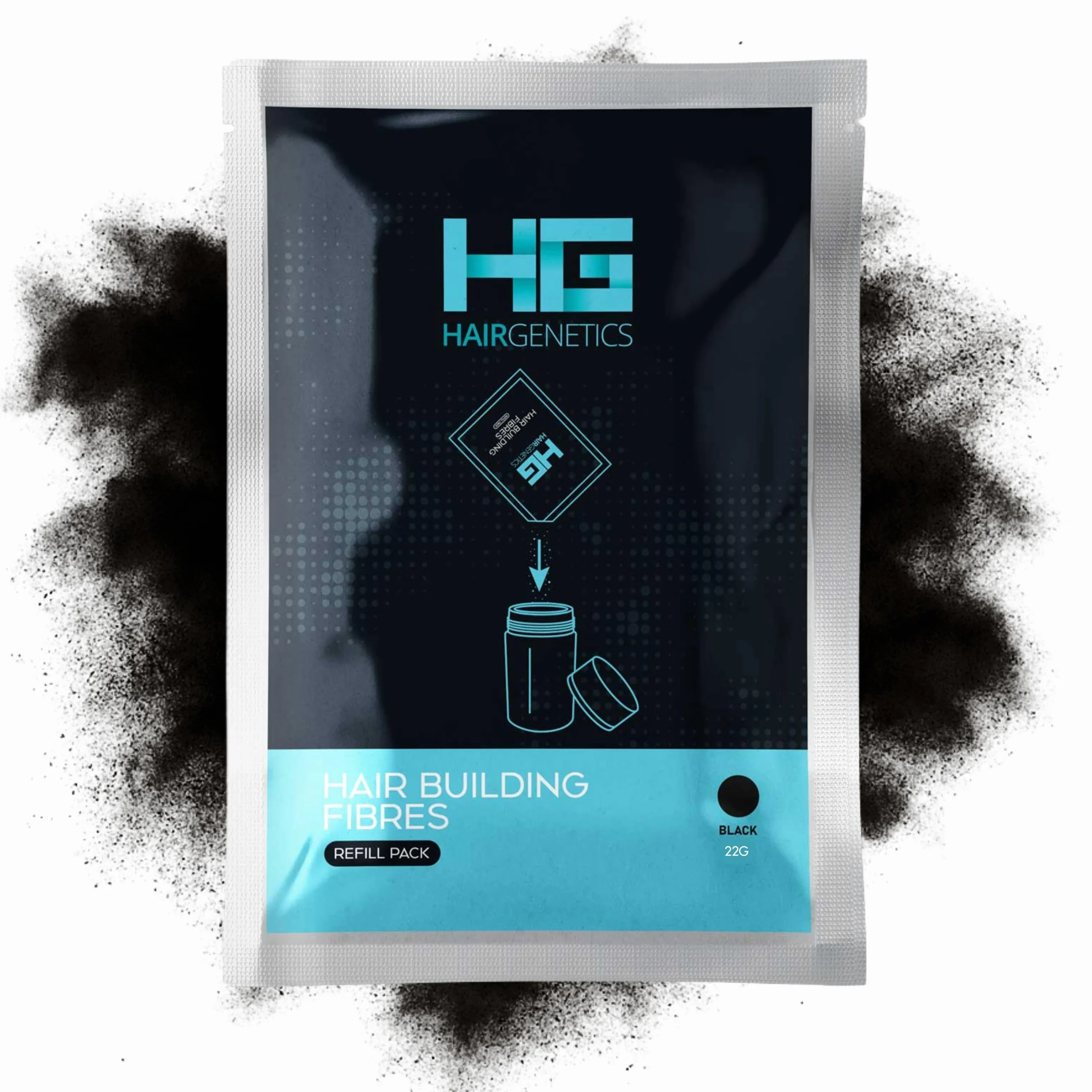 Hair Genetics® Advanced Keratin Hair Fibers – duży wkład 22 g, naturalna koncepcja, aby zaoszczędzić pieniądze, profesjonalny korektor do wypadania włosów, dla mężczyzn i kobiet (czarny)