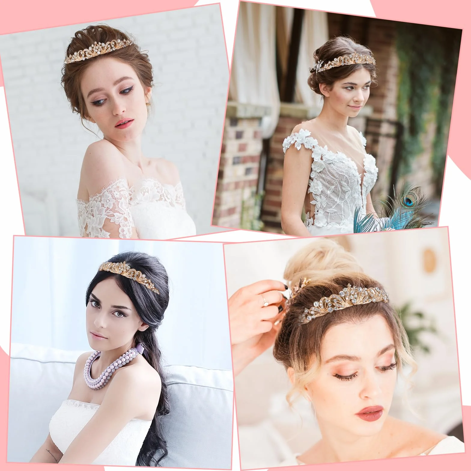 Tyqour Tiara Królowa, Korona Księżniczki, Złota, Diadem dla Panny Młodej, Tiara ze Złotym Strasem, Na Urodziny, Wesele, Bal Absolwentów, Imprezy Księżniczki, Dla Kobiet i Dziewcząt, 13.5 x 11 x 2.6cm