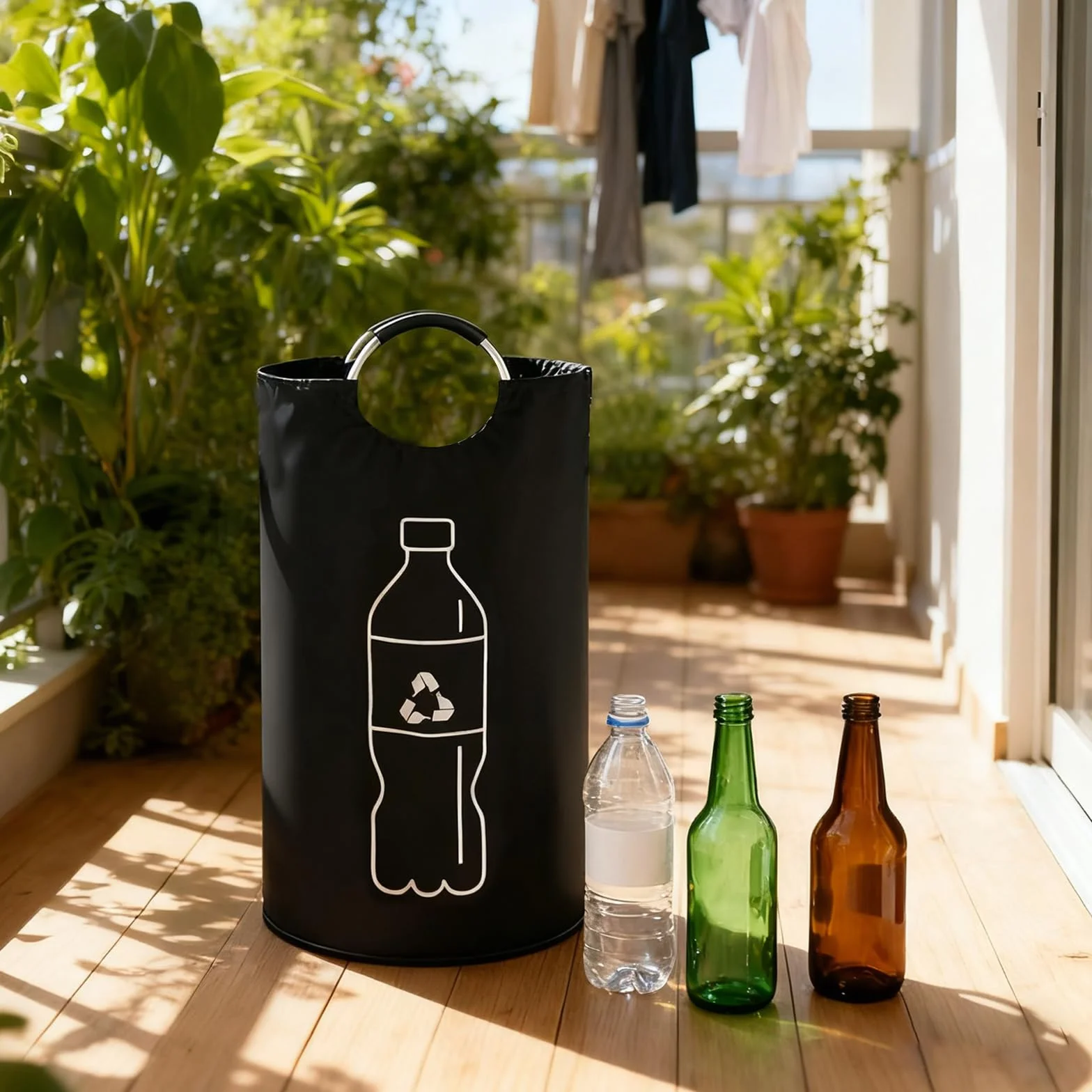 90L pojemnik na butelki z depozytem, pojemnik na butelki z depozytem z uchwytami Softgrip, składany pojemnik na butelki z depozytem na puste butelki, pojemnik na butelki do kuchni
