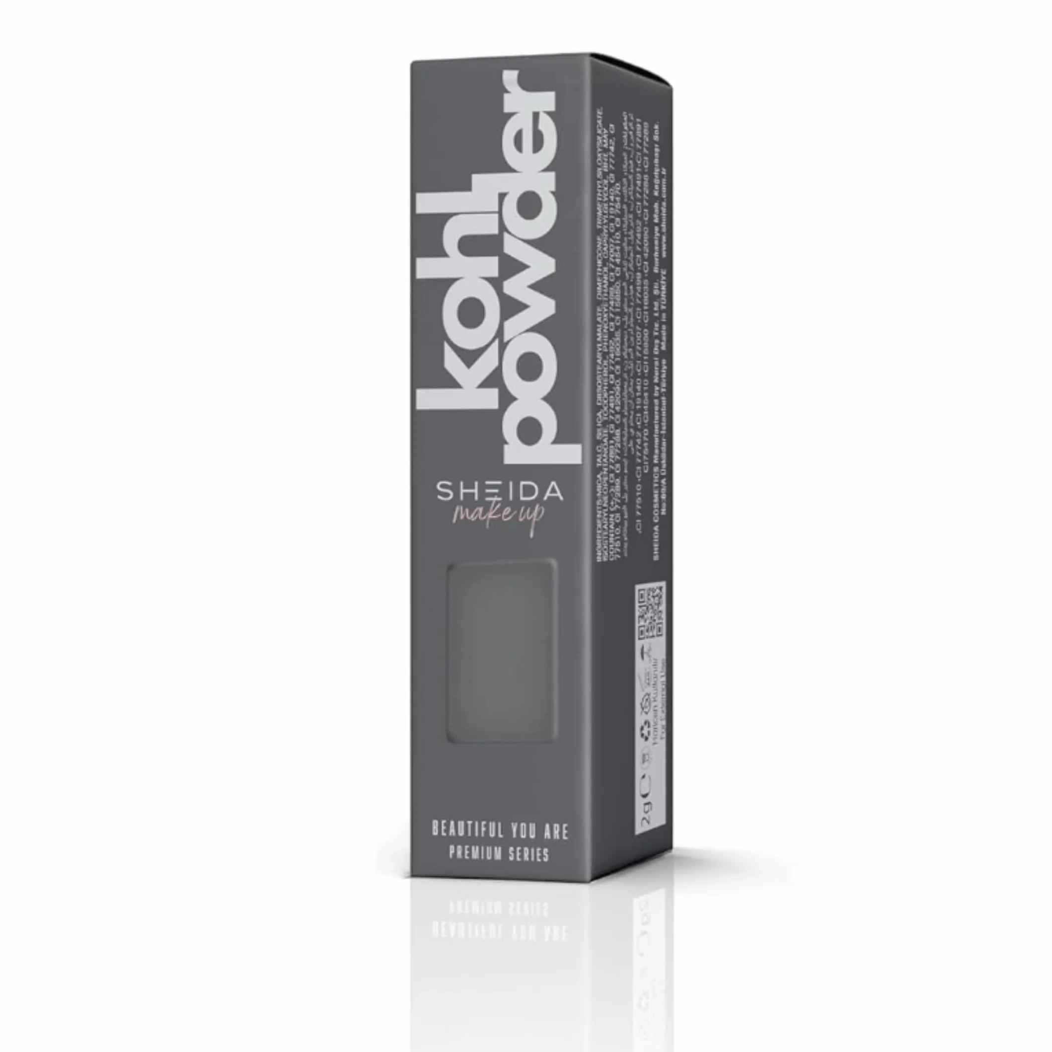 SHEIDA Kohl Kajal Powder Eyeliner – ciemnoszary, wodoodporny, hipoalergiczny eyeliner do powiek Smokey Eyes