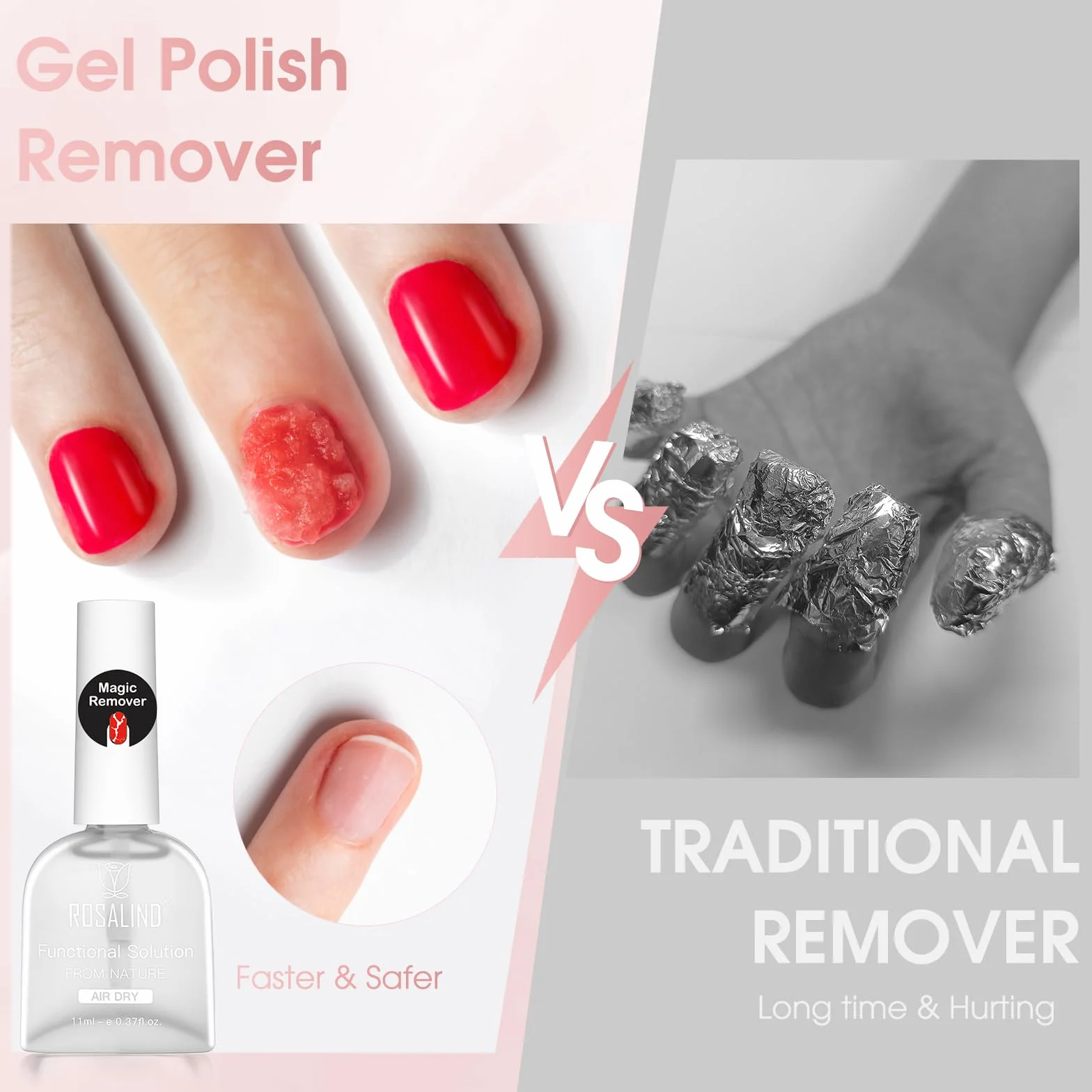 ROSALIND Magic Remover Środek do usuwania lakieru do paznokci UV, 2 szt. 11 ml