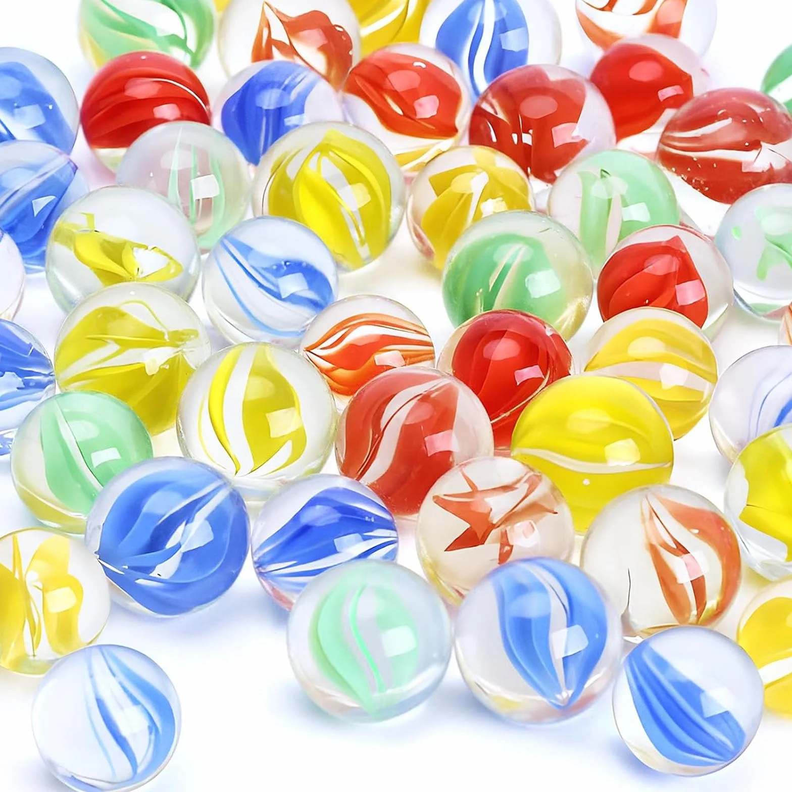 HAKACC 105 sztuk szklanych kulek, 14 mm, małe kolorowe kulki do zabawy w kulki, dekoracja dla dzieci i domu