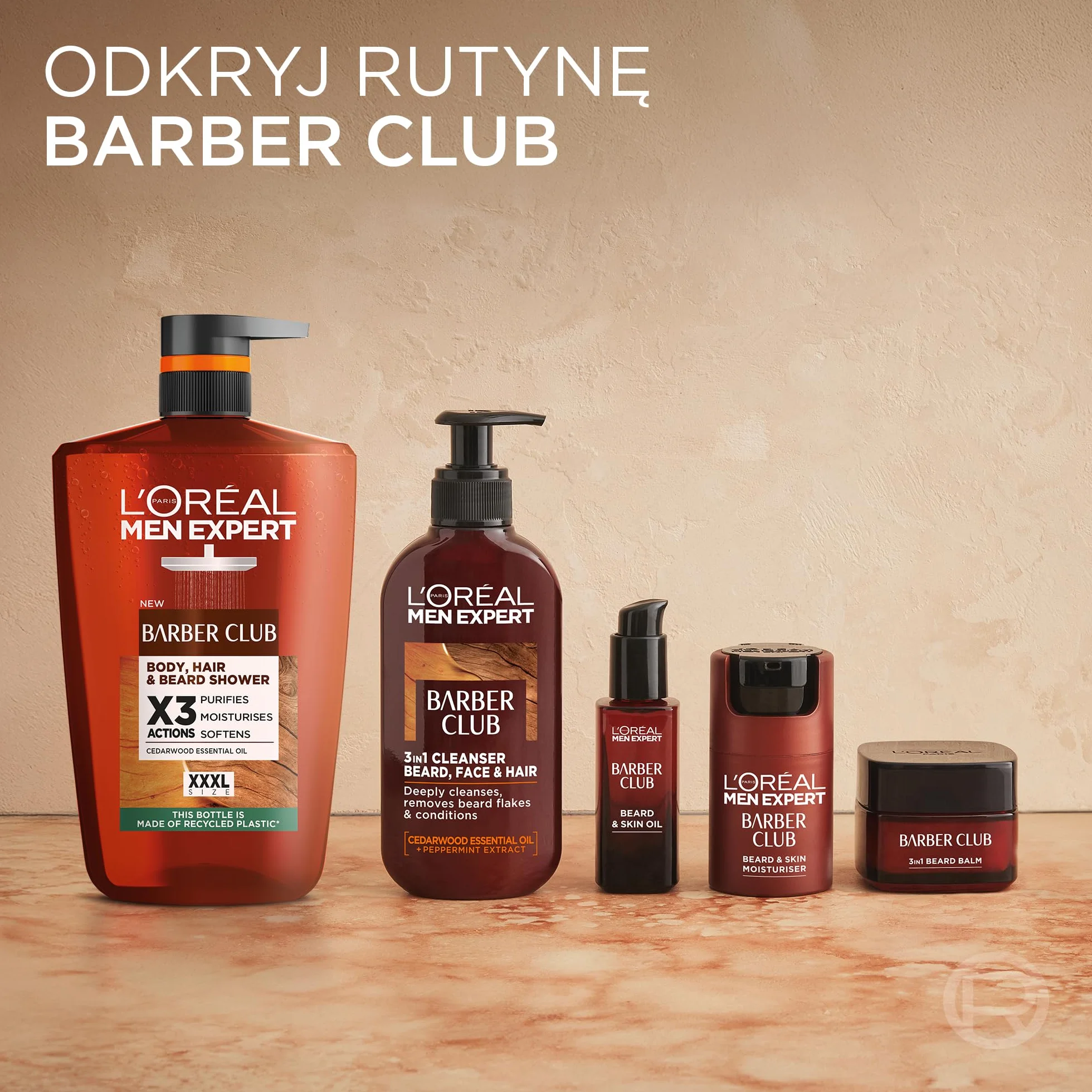 L'Oréal Paris Men Expert Barber Club 5w1 żel pod prysznic do mycia ciała, włosów i brody, 1L