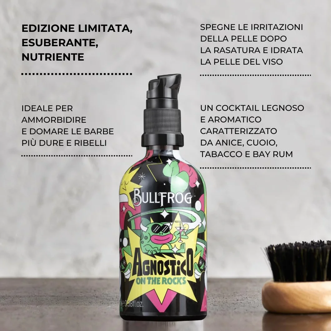 Bullfrog - Agnostic Balsam do brody On The Rocks Wielofunkcyjny Artist Limited Edition 100 ml - Odżywia i nawilża brodę przed podrażnieniami - Nuty anyżu, skóry, tytoniu i Bay Rum